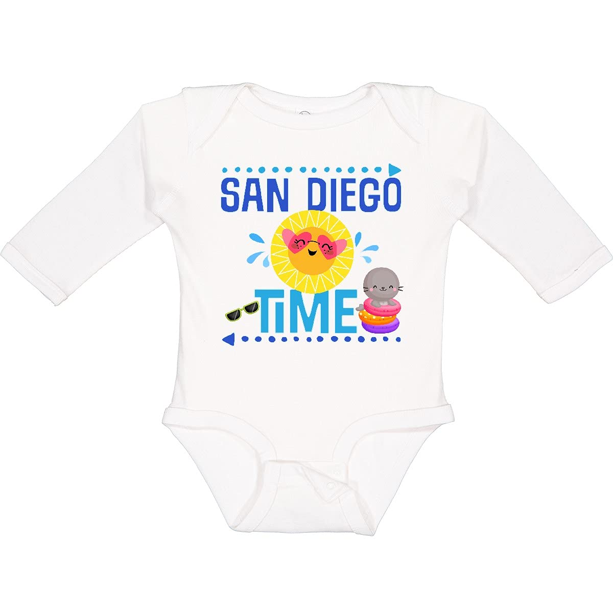Inktastic San Diego Vacation Cute Beach Long Sleeve Baby Bodysuit - Perfect for Beach Trips, Family Photos & Casual Outings