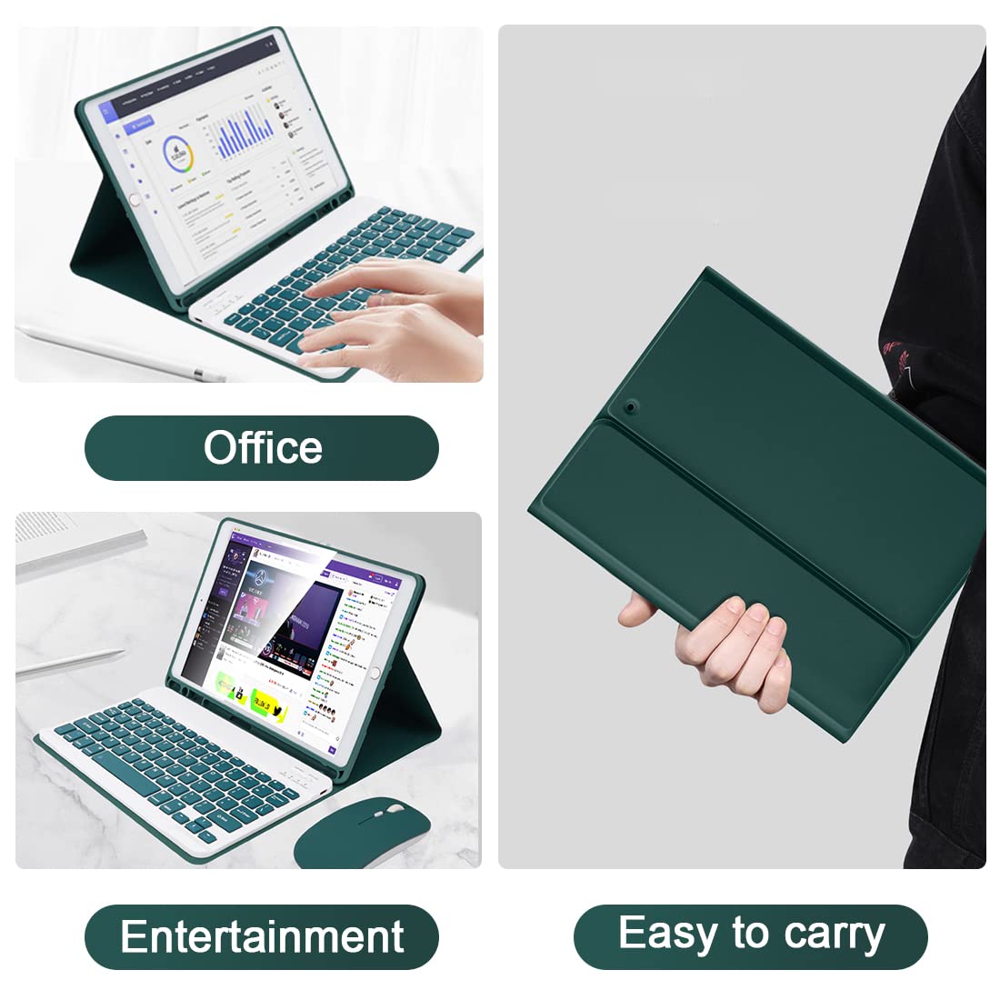 LAMA Wireless Bluetooth Keyboard Case with Mouse for iPad 10.2