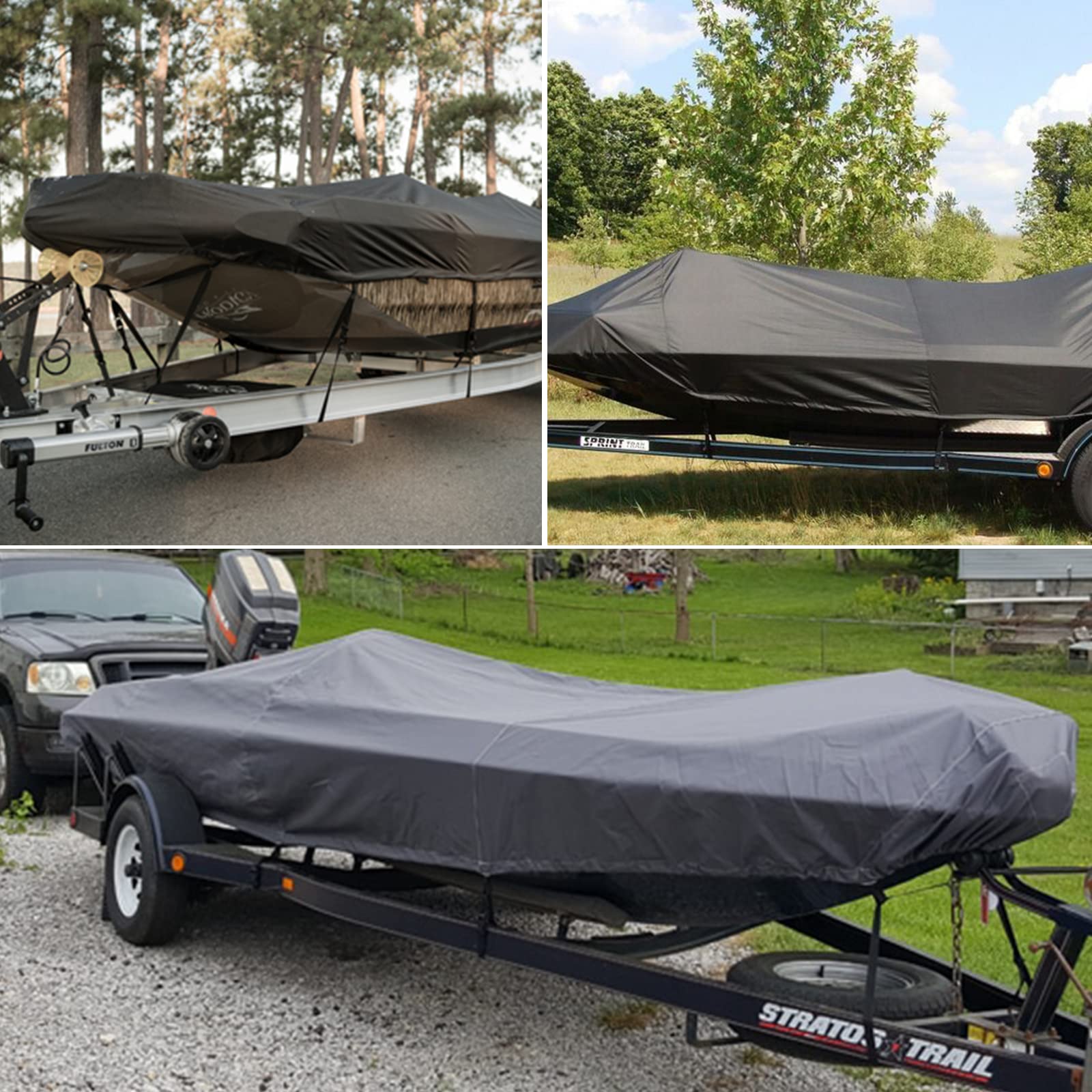 GOODSMANN Heavy Duty Waterproof Jon Boat Cover 18ft - Fits 18ft Length with 75'' Beam Width (Model 9411-13104-01A) | All-Weather Protection for Fishing, Hunting & Outdoor Storage