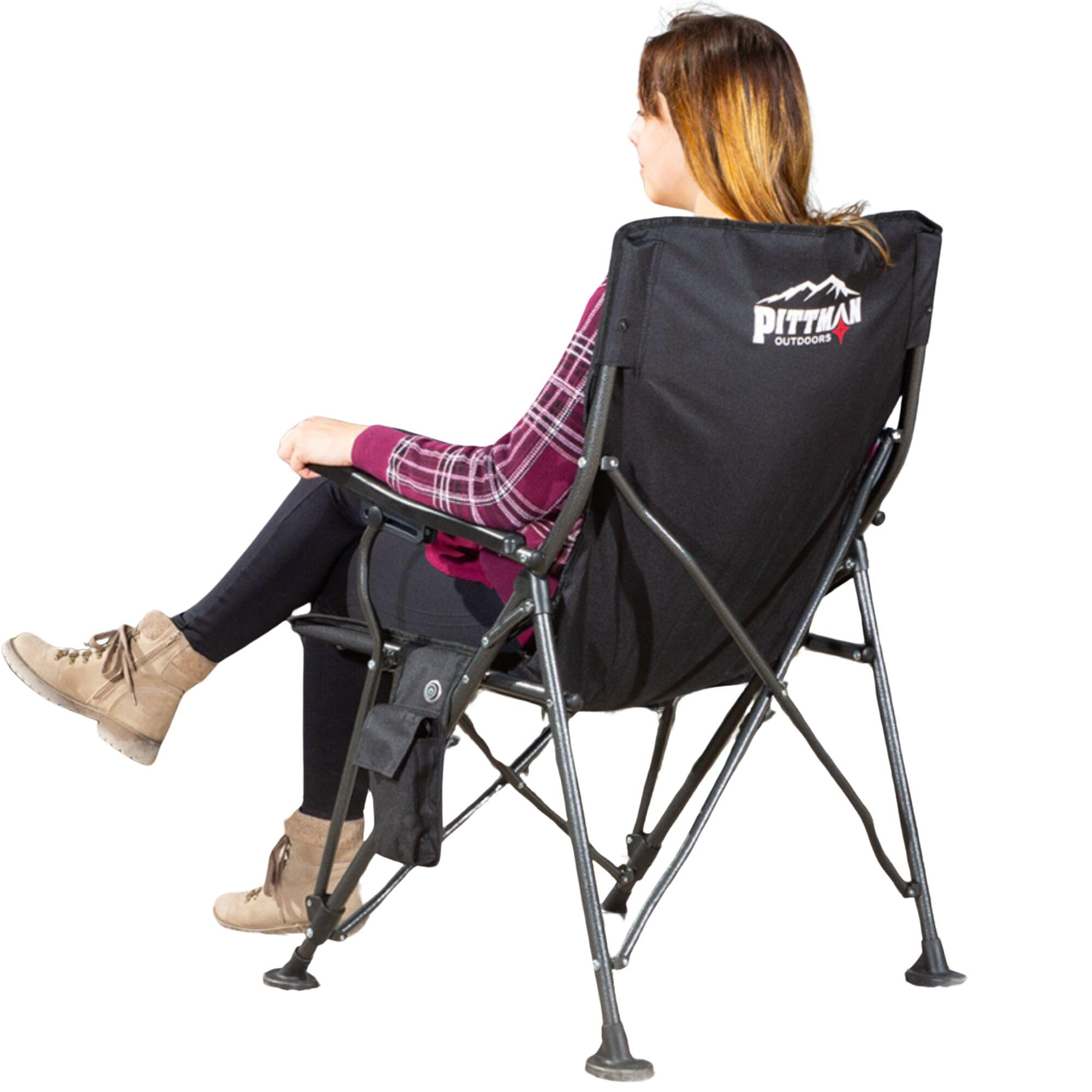 Pittman Heated Camping Chair for Adults - Portable Outdoor Heated Folding Chair with Battery Power (Batteries Not Included) - Perfect for Hunting, Fishing, Camping & Backyard Relaxation in Cold Weather