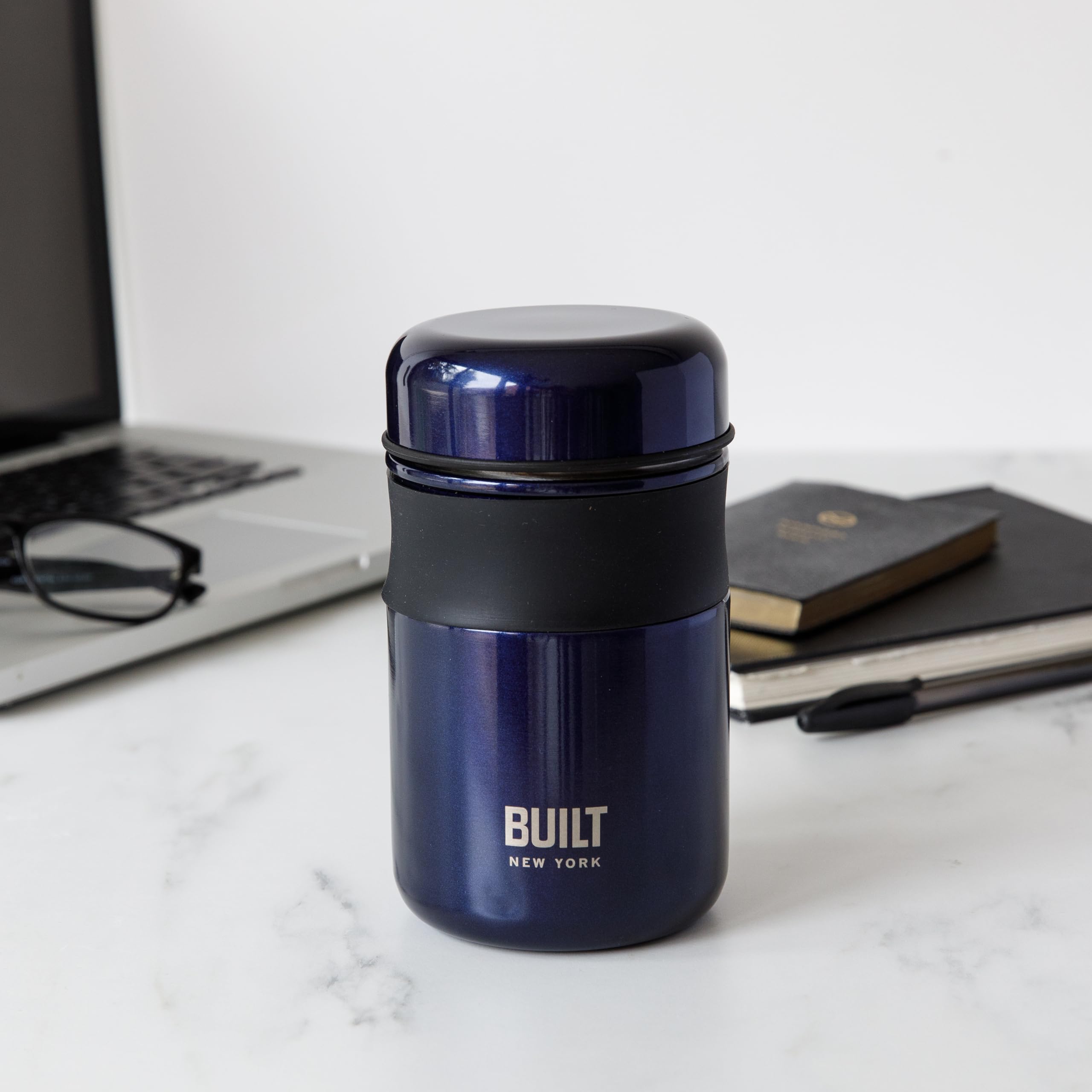 Premium Stainless Steel Double Wall Vacuum Insulated Food Flask - 490ml (16oz) Navy Blue - Keeps Food Hot/Cold for Hours - Perfect for Office, School, Picnics & Outdoor Adventures