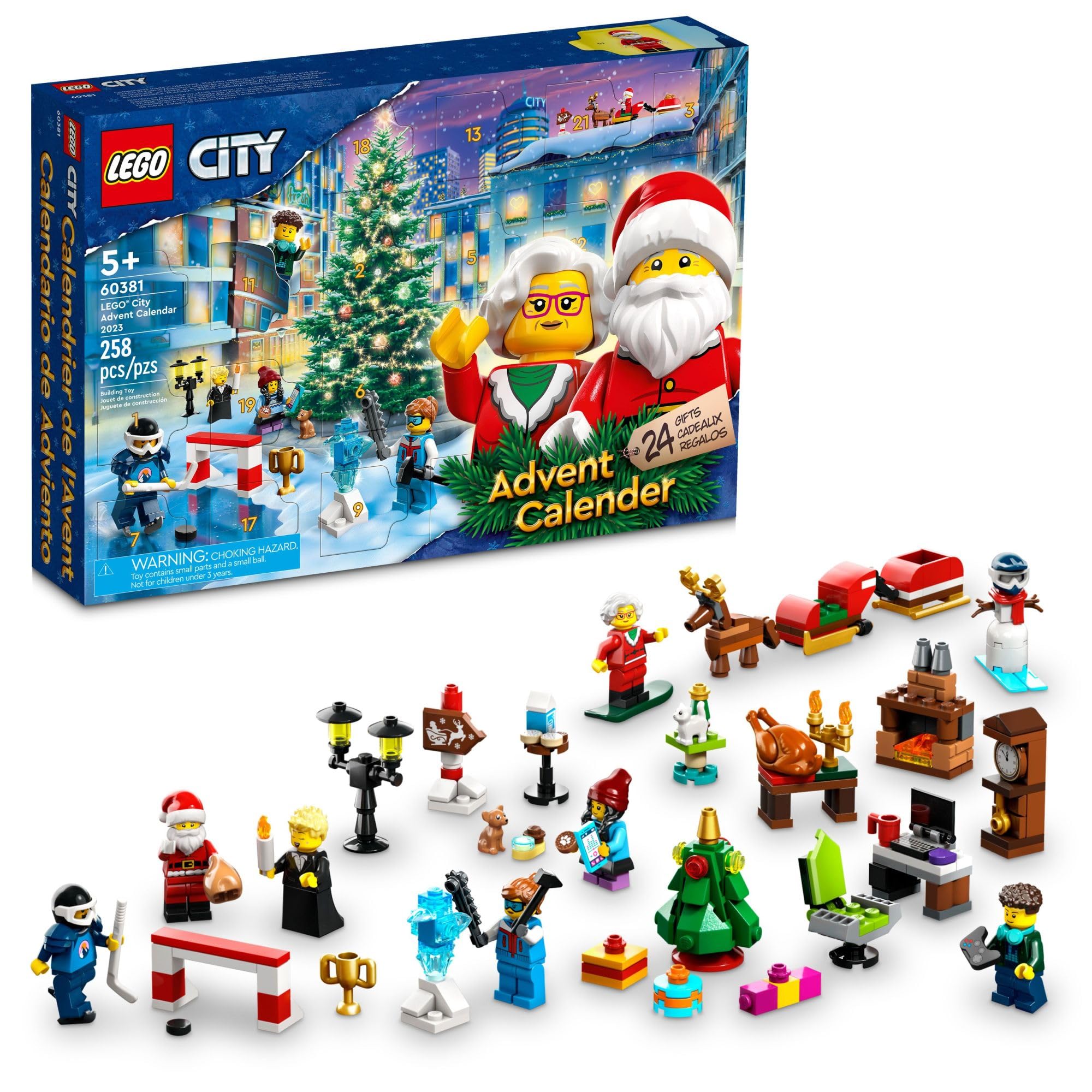 LEGO City 2023 Advent Calendar 60381 Countdown to Christmas Building Set - Daily Surprise Toys, Holiday Gift Idea for Kids - Perfect for Christmas Countdown & Family Holiday Traditions