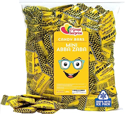 Abba Zaba Mini Candy Bars - 2 LB Bulk Party Bag | Old Fashioned Yellow Taffy Candy by Annabelle | Perfect for Halloween Treats, Birthday Parties & Family Gatherings