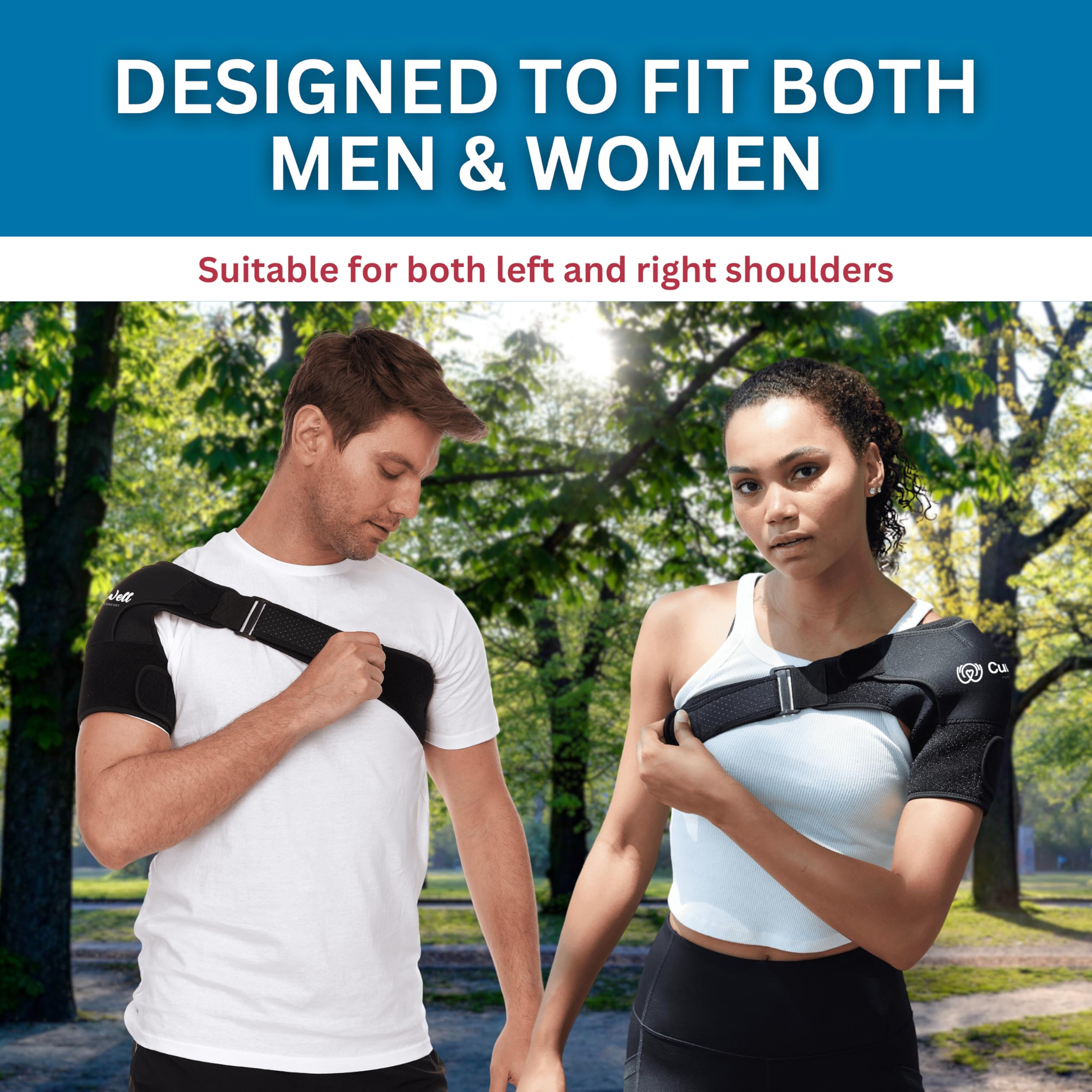 Rotator Cuff Support Brace for Women & Men - Adjustable Shoulder Compression Sleeve with Hot/Cold Pack Pocket - Left/Right Shoulder Pain Relief - Ideal for Post-Surgery Recovery, Sports Injuries & Arthritis Support (Medium)