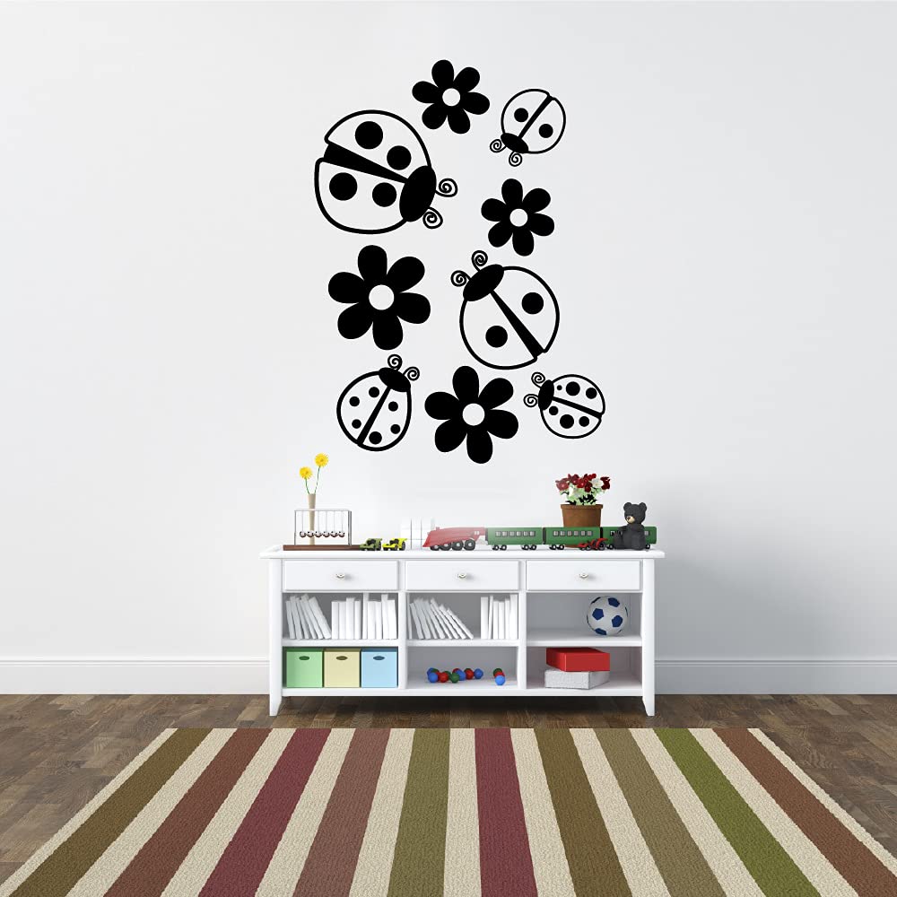 Cute Ladybug Vinyl Wall Sticker Decal - 10x6 Inch Adhesive Art for Kids Room, Nursery & Playroom Decor - Perfect for Boys, Girls Bedroom & Home Decoration | Fun Animal Insect Design for Wall Art & Play Areas