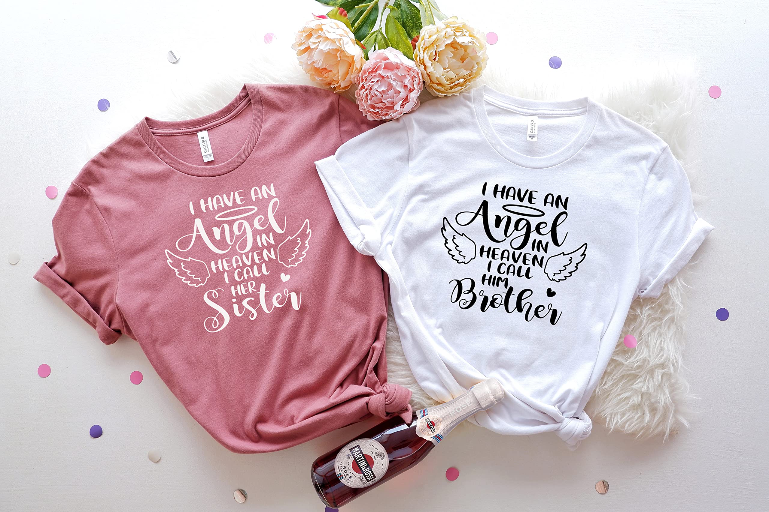 Heavenly Angel Mom T-Shirt - Memorial Gifts for Loss of Mother, Dad, Sister or Brother - Comforting Apparel for Mother's Day & Father's Day - Perfect for Remembrance & Family Gatherings