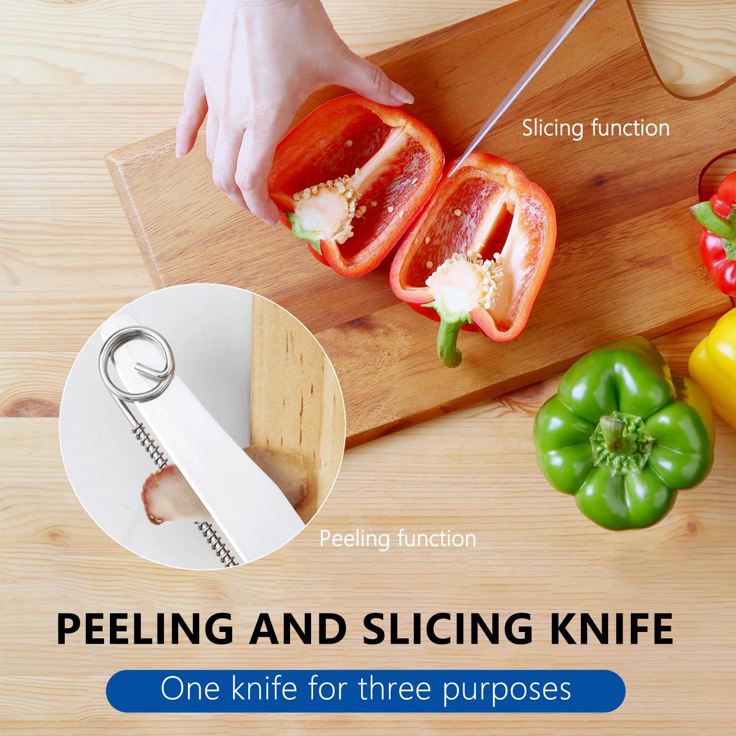 2025 New 3-in-1 Stainless Steel Multi-Function Fruit & Vegetable Peeler Knife with Removable Spring - Quick Slicing, Peeling & Cutting Tool for Kitchen, Camping & Picnics (2 Pack)