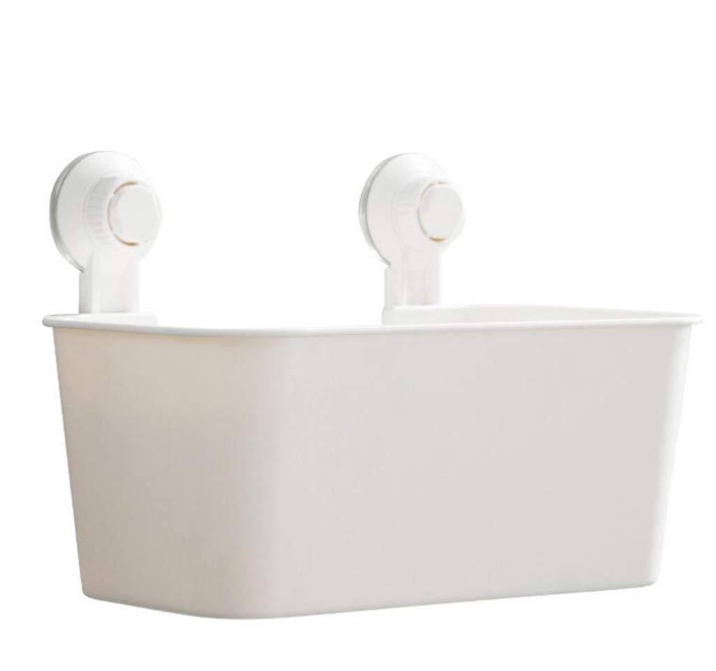 Kaicran Suction Cup Storage Box - Square Bathroom Shelf Organizer with Strong Suction Cups, No Drilling Required - Perfect for Kitchen Flatware Storage & Bathroom Supplies (White) - Ideal for Small Space Organization in Apartments, Dorms, RVs