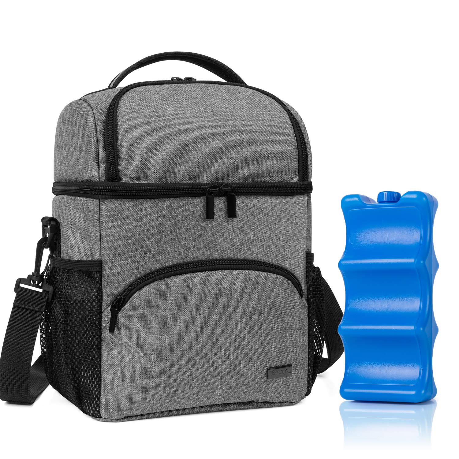 Teamoy Double Layer Insulated Breastmilk Cooler Bag with Ice Pack - Portable Baby Bottle Storage for Travel & Daycare - Holds 6 Large 9oz Bottles (Gray) - Perfect for Nursing Moms, Working Parents & On-the-Go Families