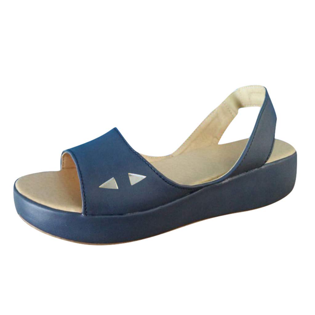 Women's Platform Sandals - Casual Peep Toe Slip On Flats with Slingback | Comfortable Flatform Dress Shoes for Party, Wedding & Summer Outfits