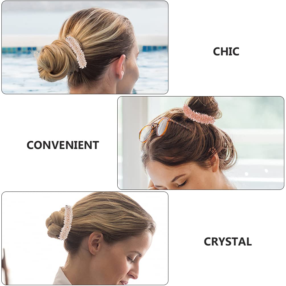 Beaupretty 2-Pack Crystal Beaded Hair Pins - Hair Bun Maker & Sponge Holder for Updos, Ponytails, DIY Styling - Perfect for Weddings, Prom, Parties & Everyday Hairstyles
