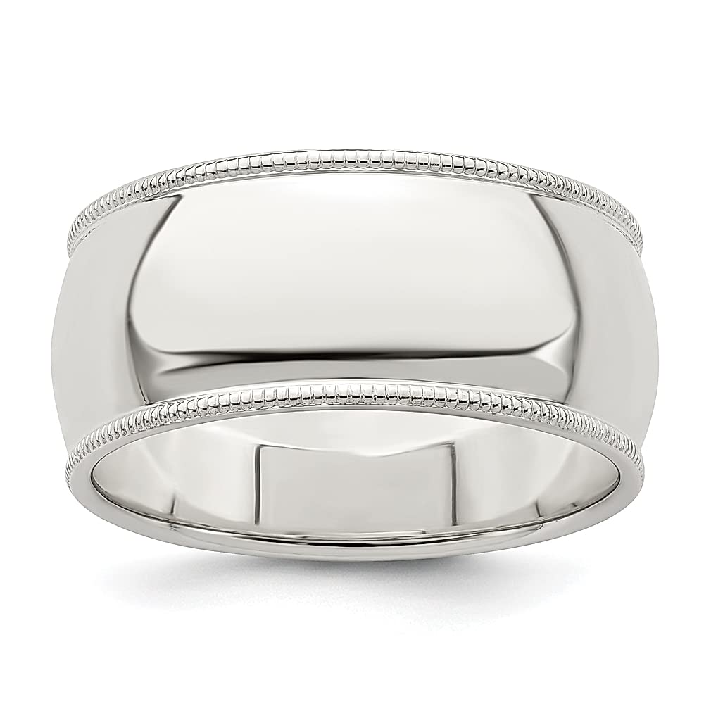 925 Sterling Silver 9mm Half Round Milgrain Wedding Band Ring - Size 12 Classic Fine Jewelry for Women - Perfect Gift for Her, Anniversary, Engagement & Bridal Jewelry