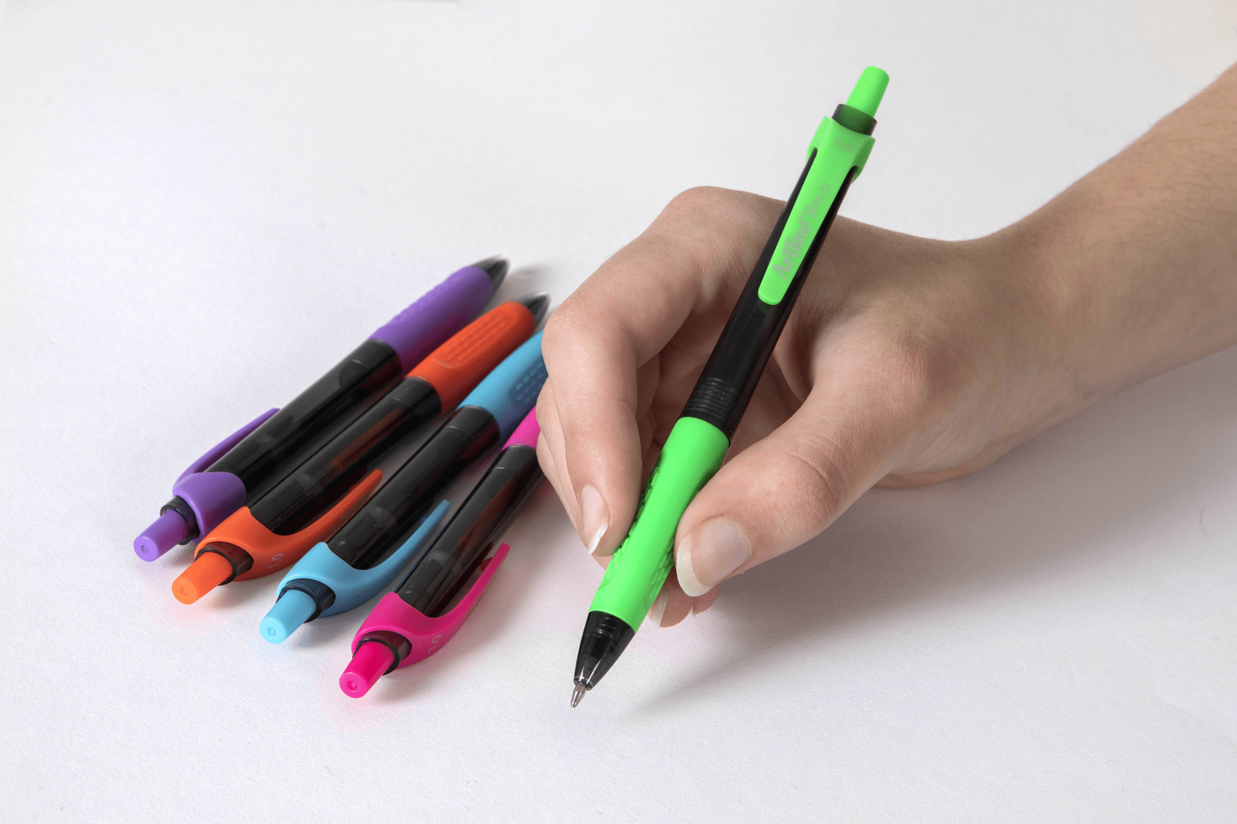Artline Ikonic Brights Retractable Ballpoint Pens - Medium Tip 5-Pack - Vibrant Colors for Office, School & Creative Writing