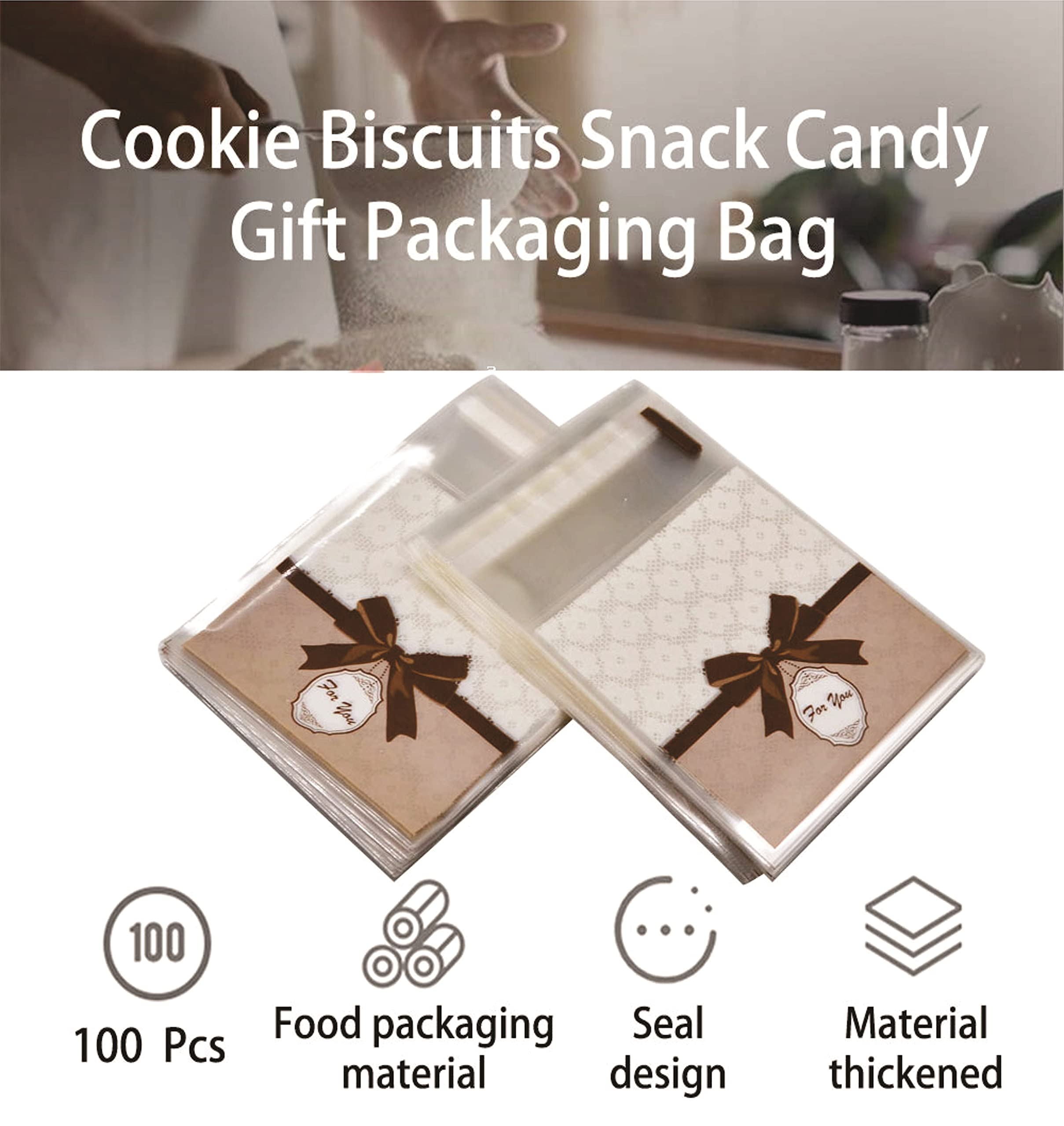 Chocozone 100-Pack Self-Adhesive Nylon Goodie Bags for Party Favors, Cookies, Chocolates | Birthday Party, Wedding, Baby Shower Gift Bags