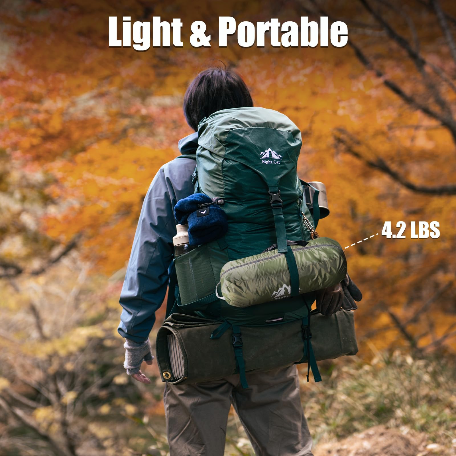 Night Cat Camping Hammock Tent - Lightweight Portable 4-in-1 Hammock with Rain Tarp & Mosquito Net for Hiking, Jungle & Outdoor Adventures | Perfect for Backpacking, Beach Trips & Backyard Relaxation