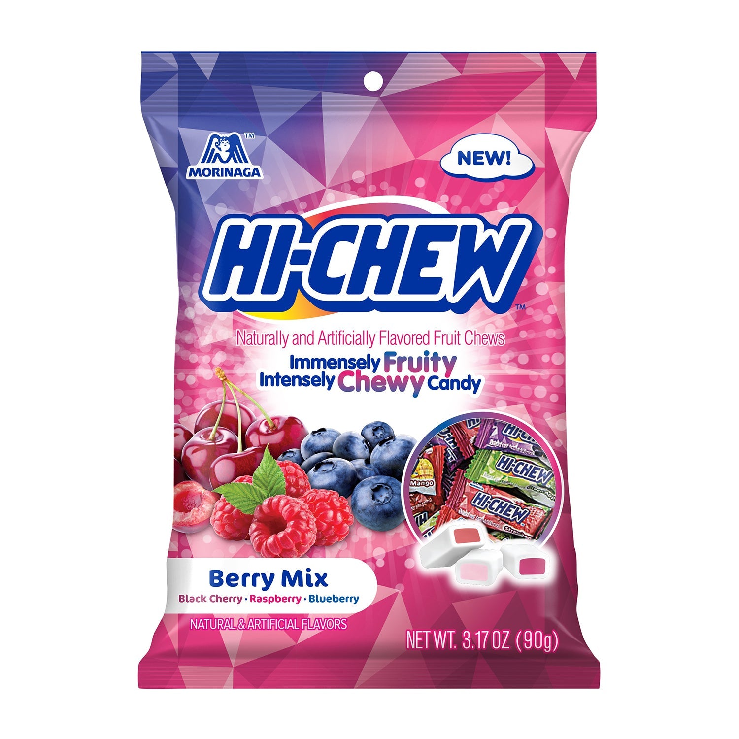 Hi Chew Berry Mix Bag - 3.17oz (90g) Assorted Fruit Flavored Chewy Candy | Perfect for Snacking, Parties & On-the-Go Treats