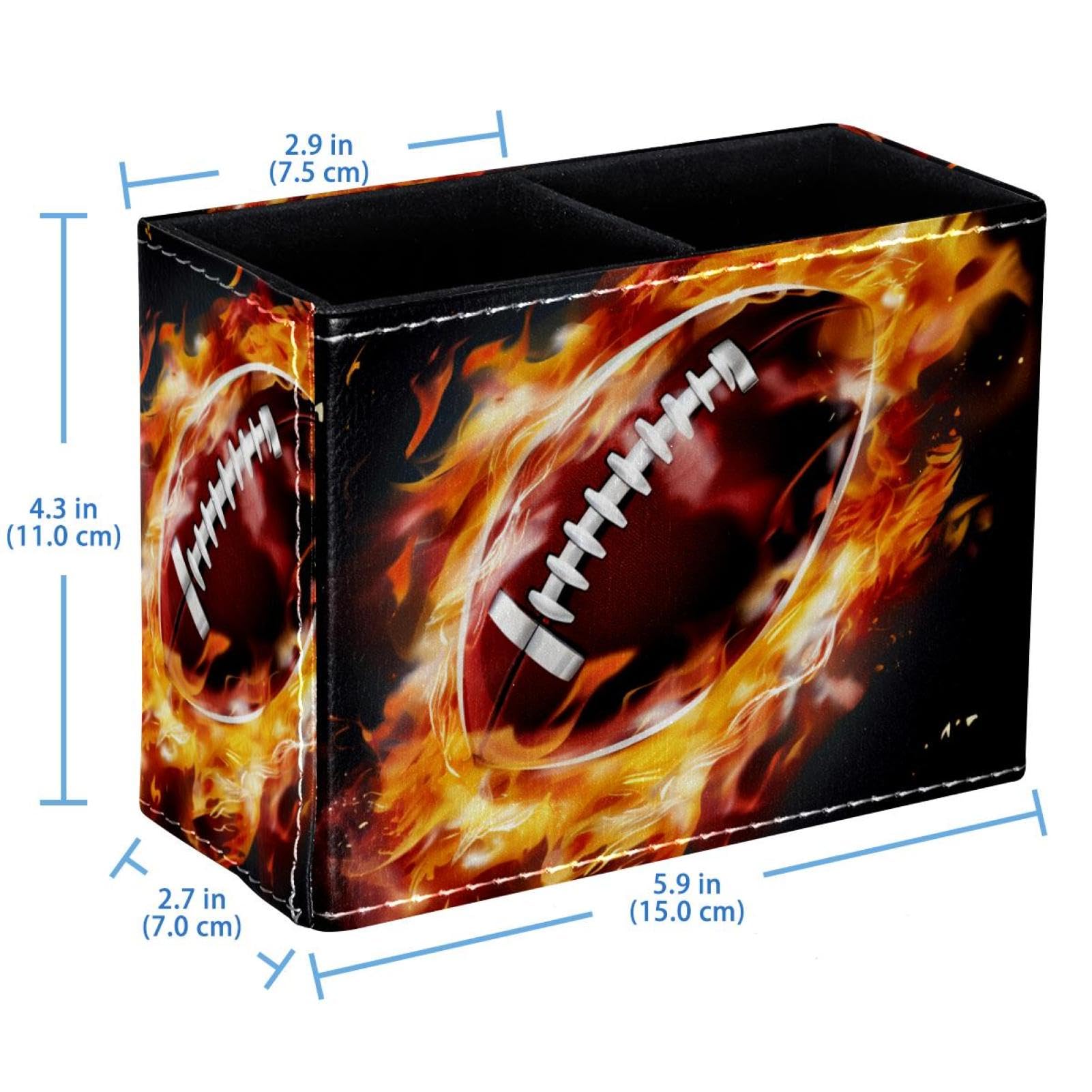 Premium Desk Pen Holder & Pencil Organizer - American Football & Fire Design Office Supplies for Home, School, and Office Organization