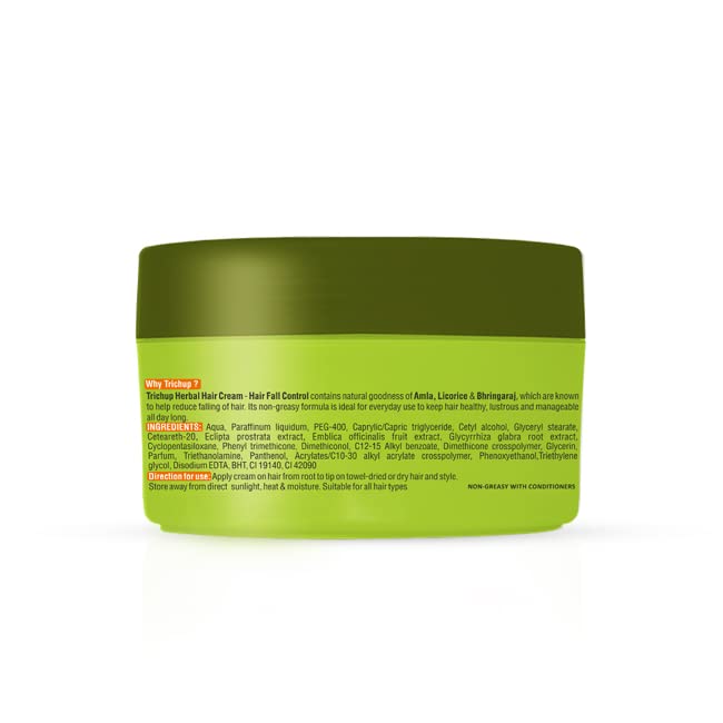 Trichup Hair Fall Control Herbal Hair Cream with Amla, Licorice & Bhringaraj - Repairs & Nourishes Damaged Hair - 200ml - Best for Hair Growth, Thinning Hair & Scalp Care - Perfect for Daily Hair Treatment at Home & Salon