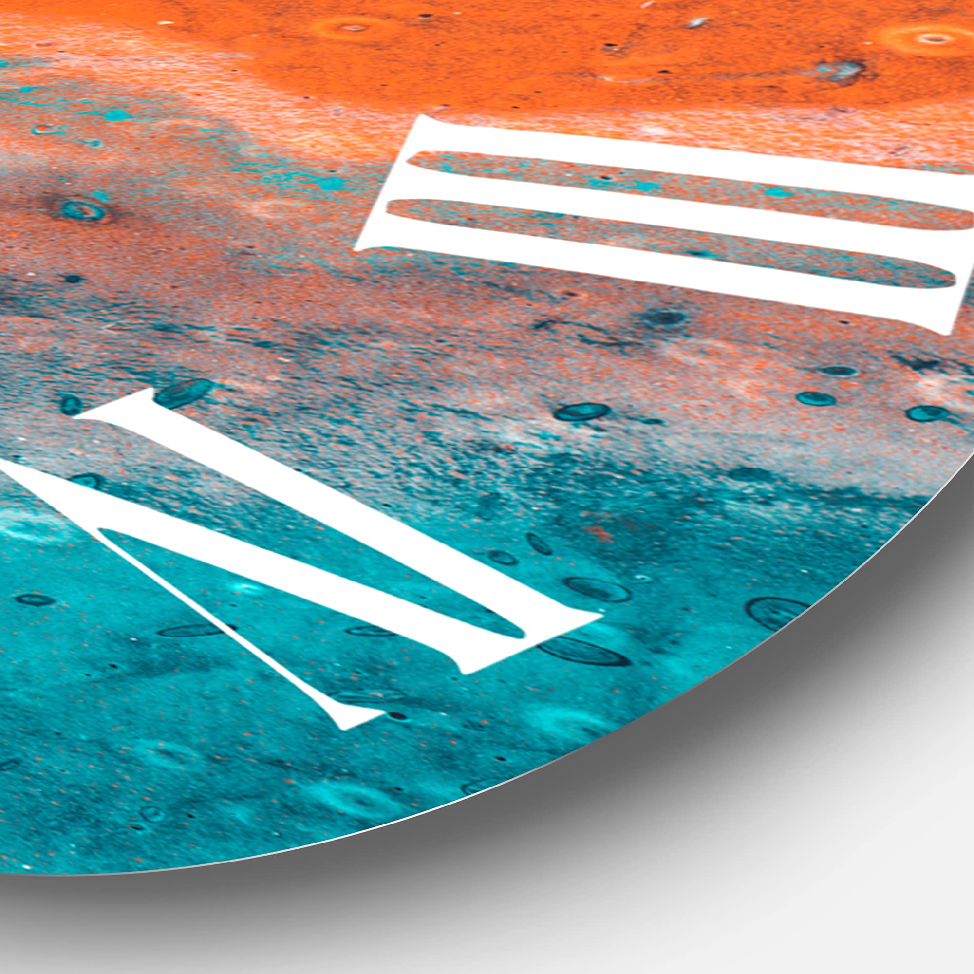 Abstract Marble Wall Clock - Modern Blue & Orange Fractal Design Large Decorative Clock for Living Room, Bedroom & Office | Home & Office Decor