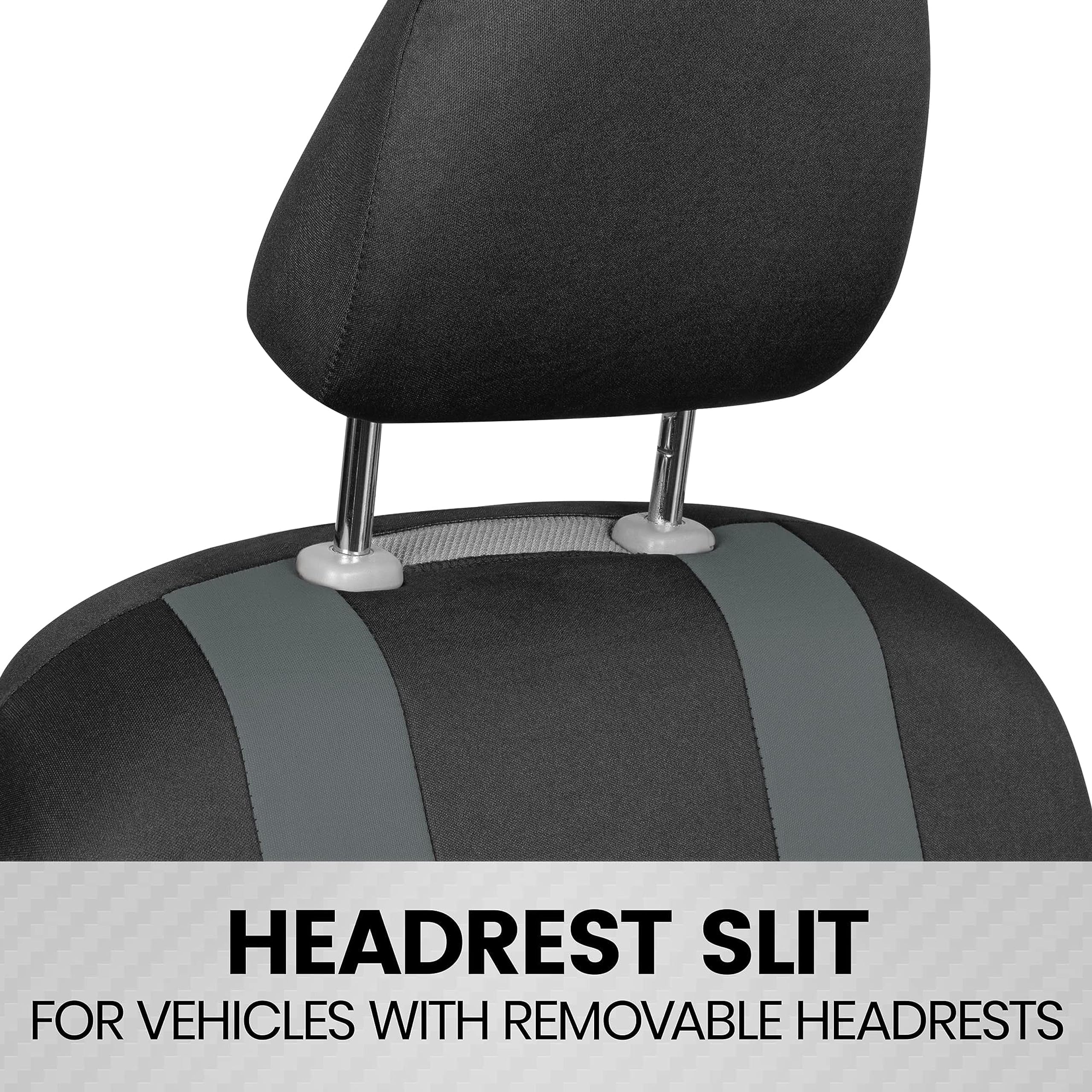BDK Car Seat Covers Full Set - Light Gray Two-Tone for Cars, Trucks & SUVs - Perfect for Daily Commute & Road Trips