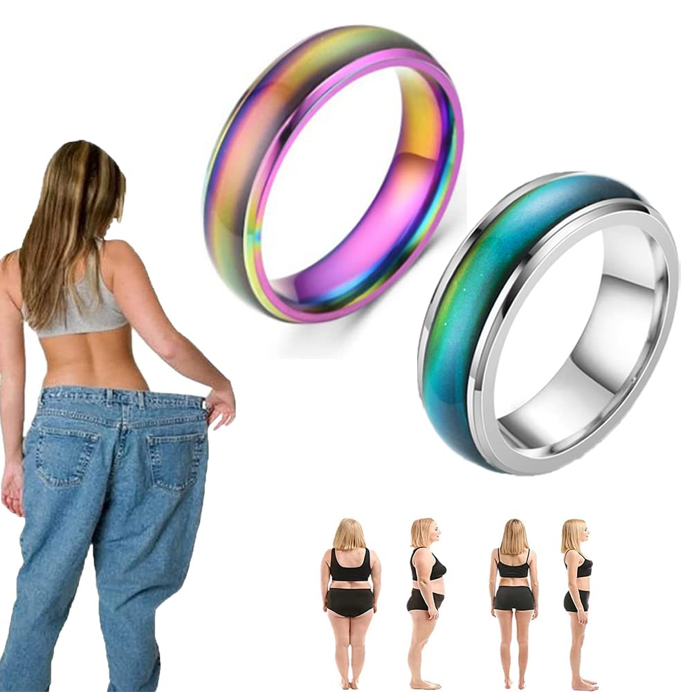 Anis'OMI Lymphvity Thermotherapeutic Ring - Body Slimming & Lymphatic Drainage Thermochromic Mood Ring for Women & Men (Color Changing, Silver+Colorful, Size 11) - Perfect for Spa Days, Wellness Gifts & Fashion Accessories