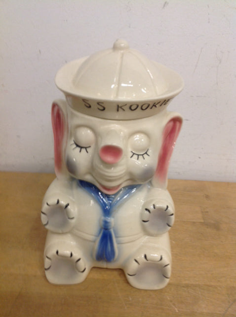 Vintage Ceramic Elephant Cookie Jar - 10