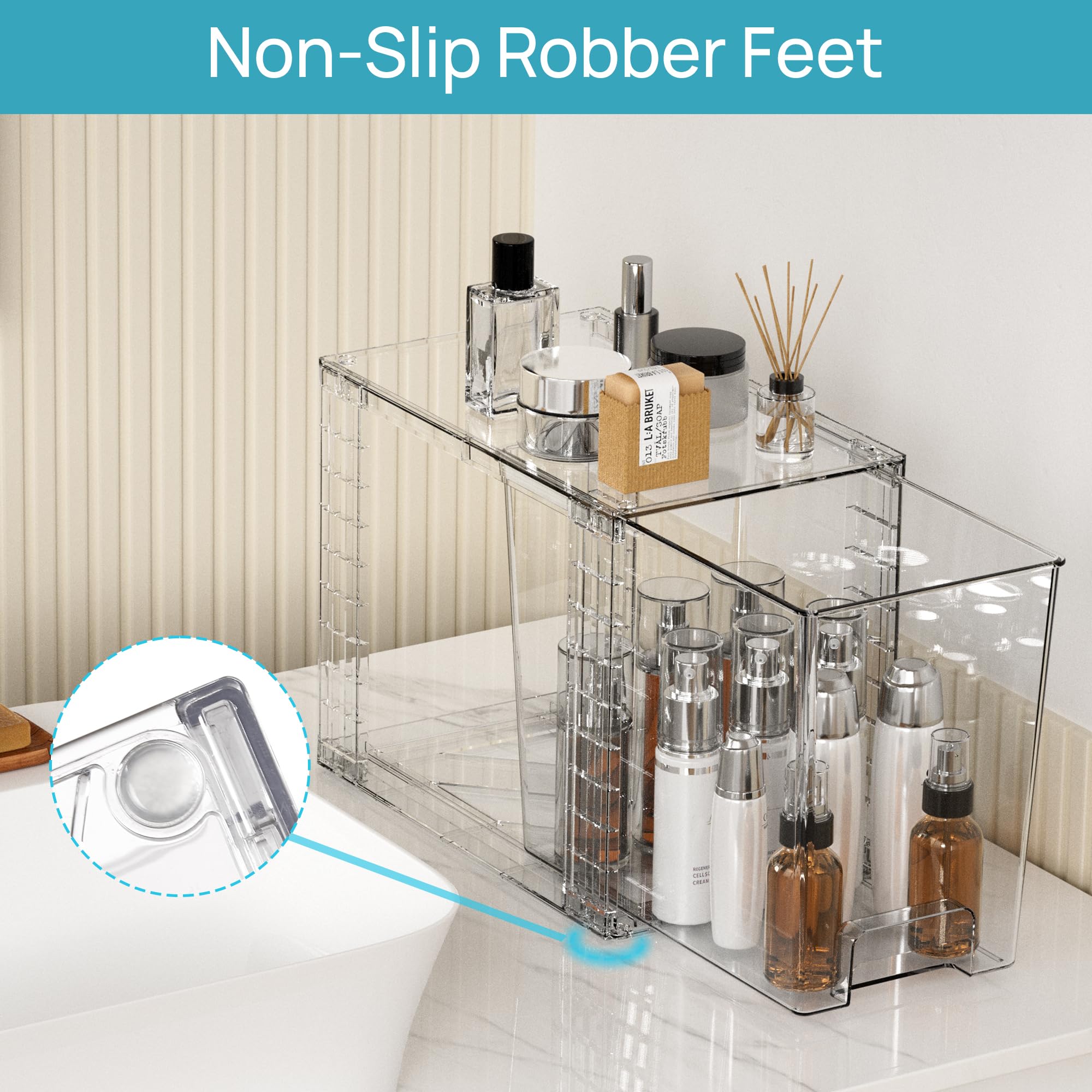 Vtopmart 4 Pack Clear Stackable Plastic Storage Drawers - 9.7