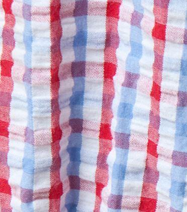 Red White & Blue Seersucker Check Chase Shirt - Classic Patriotic Style for Summer Outings & Casual Wear