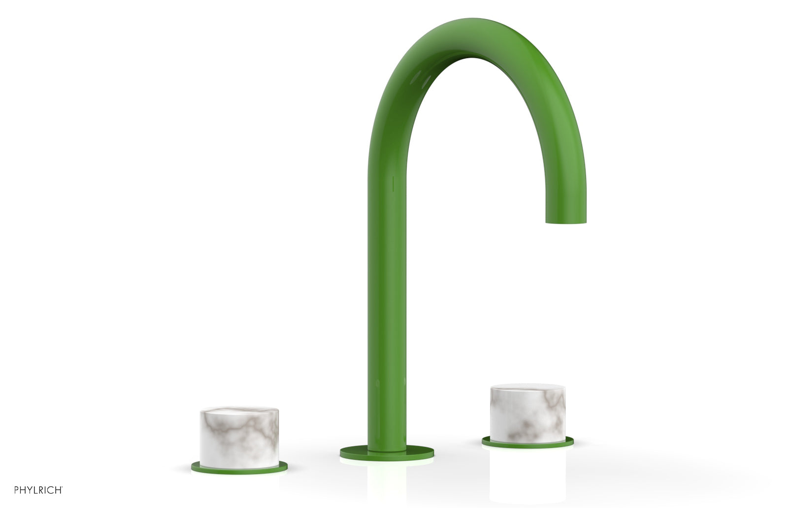 BASIC II Widespread Bathroom Faucet with White Marble Handles - 8 Inch Centerset, Brushed Nickel Finish for Modern Vanity Sinks (Model 230-03) - Perfect for Guest Bathrooms and Powder Rooms