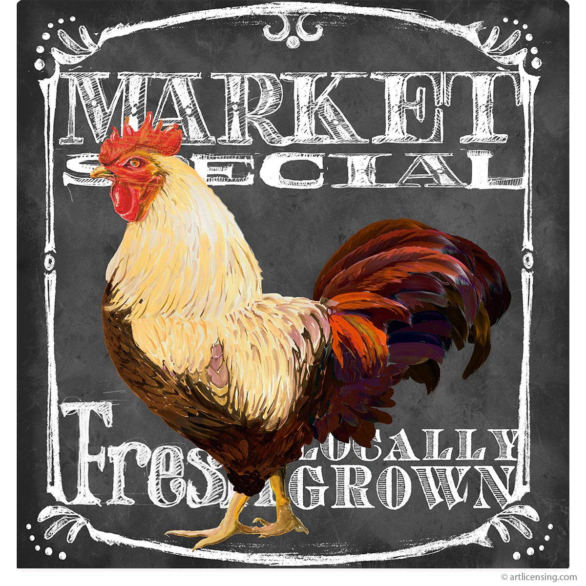 Rooster Wall Decal - 24x24 Inch Farmhouse Chicken Art Sticker - Perfect for Kitchen, Nursery & Country Home Decor
