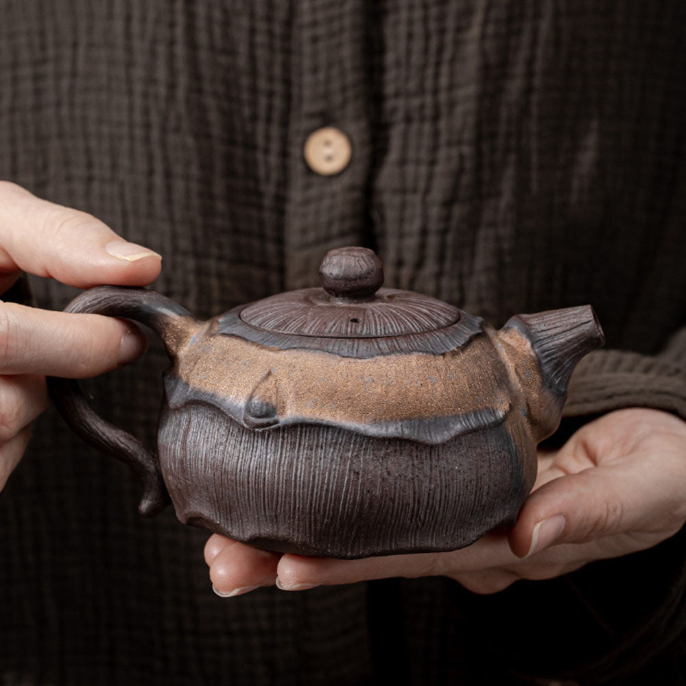 Japanese Iron Glazed Lotus Teapot - Handcrafted Ceramic Tea Pot with Infuser, Perfect for Matcha, Herbal Tea & Home Decor | Ideal for Tea Ceremonies, Gifts & Zen Style Kitchens