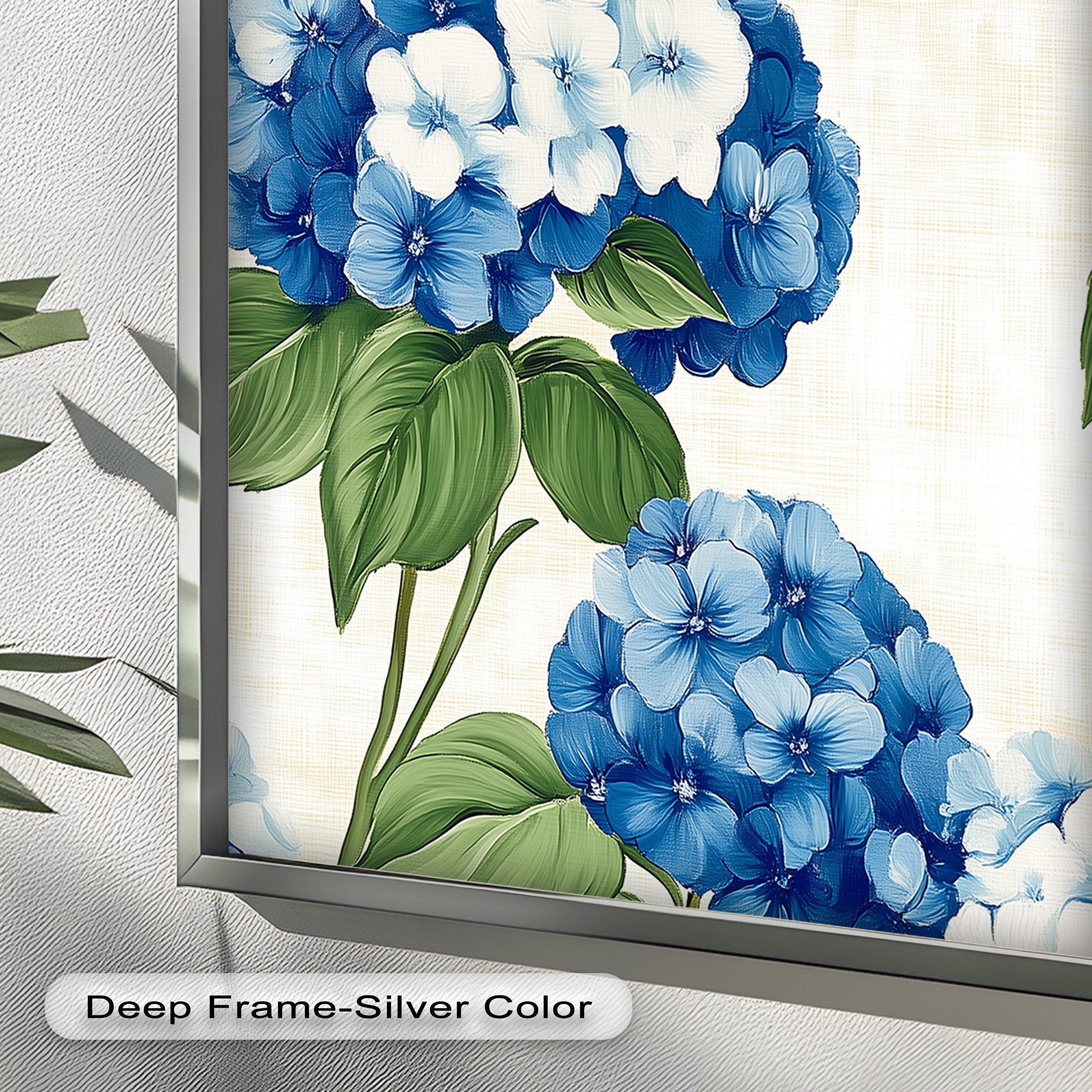 Blue and White Blooming Flower Oil Painting - Handmade Canvas Art for Home Decor, Living Room, Bedroom & Office Wall