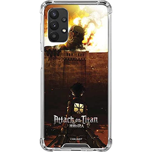 Officially Licensed Funimation Attack On Titan Fire Design Clear Phone Case for Samsung Galaxy A32 5G - Slim Protective Cover with Anime Artwork for Fans, Daily Use & Gift Giving