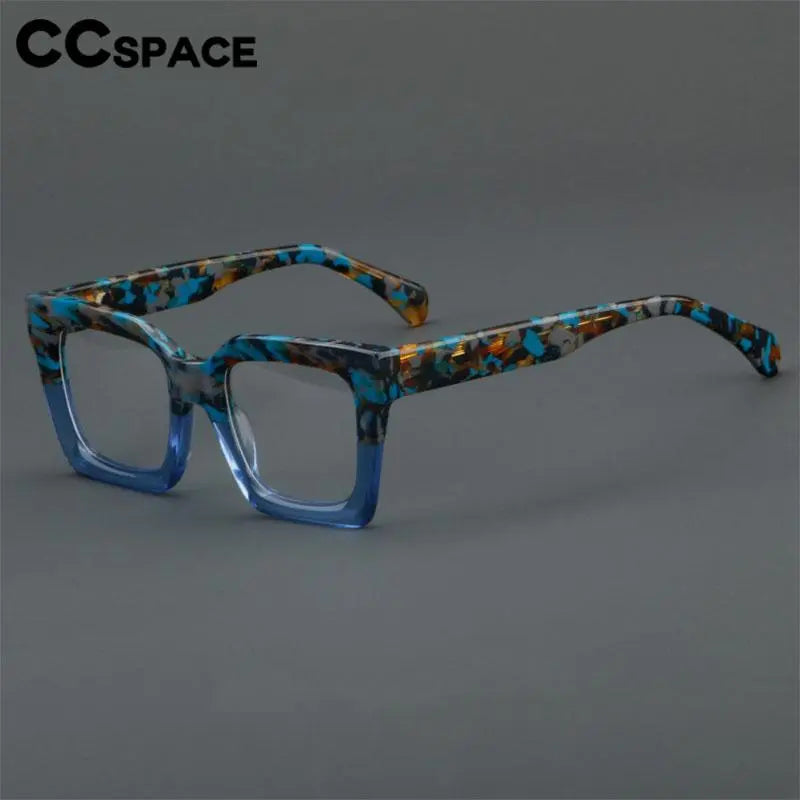 CCspace Unisex Full Rim Large Square Acetate Eyeglasses 56909 - Trendy Oversized Square Frames for Men & Women - Perfect for Reading, Fashion, and Daily Wear