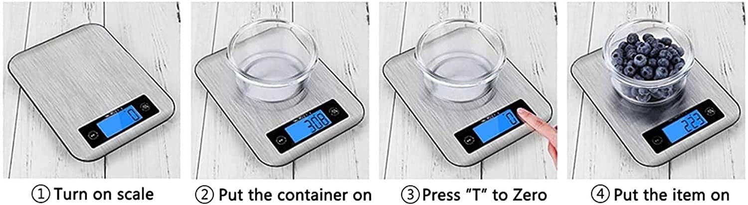 33lb Digital Kitchen Scale with 1g/0.05oz Precision - Stainless Steel & Tempered Glass Food Scale for Cooking, Baking, Meal Prep - LCD Display in Grams, Ounces, mL & Pounds - Easy to Clean for Home & Professional Use
