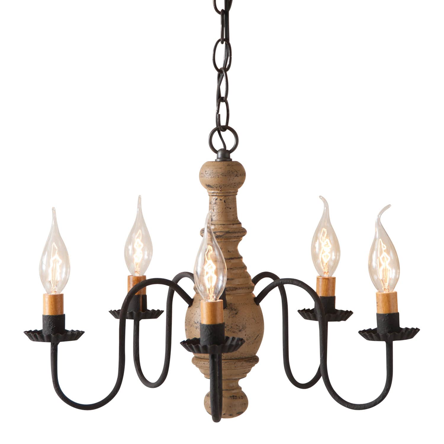 Vintage Pearwood Lancaster Dining Room Chandelier - 17 Inch Country Tinware Ceiling Light for Farmhouse, Rustic & Traditional Home Decor | Perfect for Dining Rooms, Kitchens & Entryways