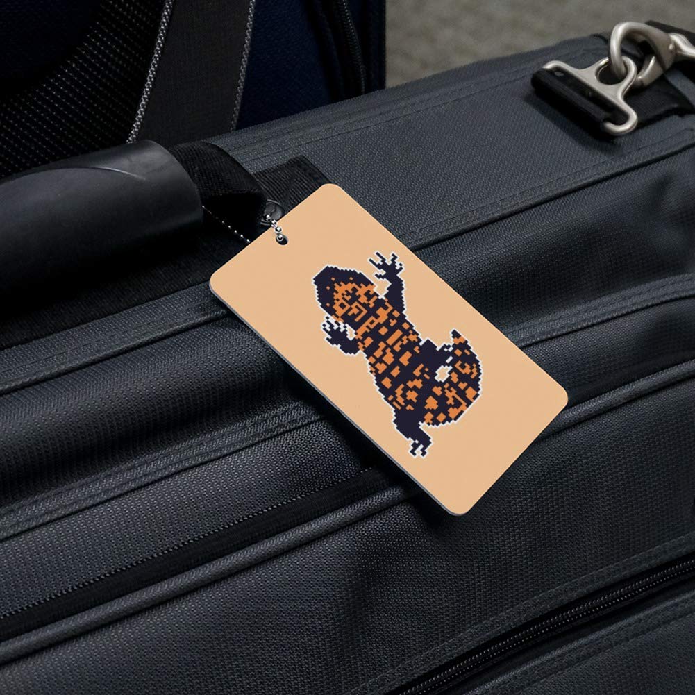 Gila Monster Pixel Lizard Luggage Tag - Durable Suitcase ID Card for Carry-On Bags - Perfect for Travel Identification & Lost Baggage Prevention