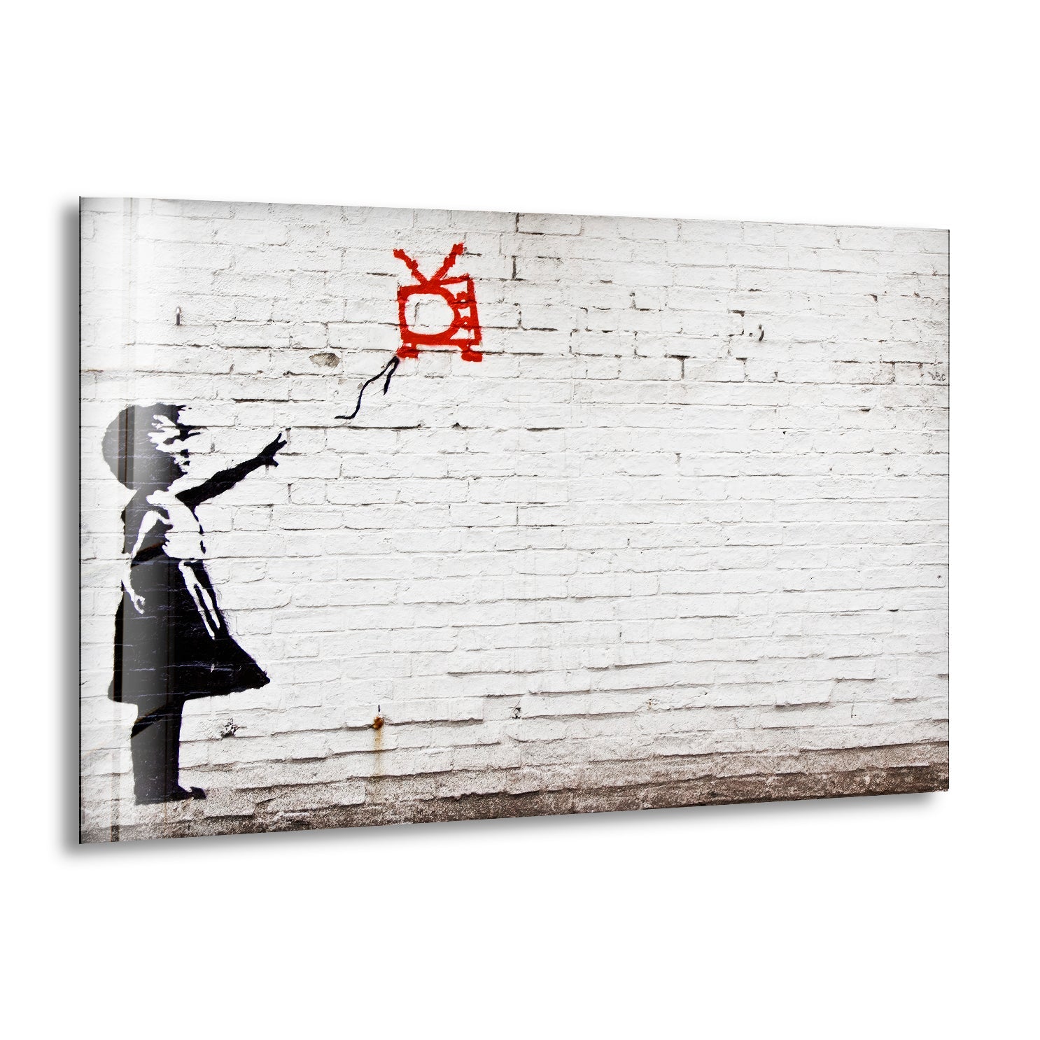 Banksy Kite Girl Glass Wall Art - Stunning Home Decor for Living Room, Bedroom & Office - Modern Framed Glass Print for Urban Art Lovers