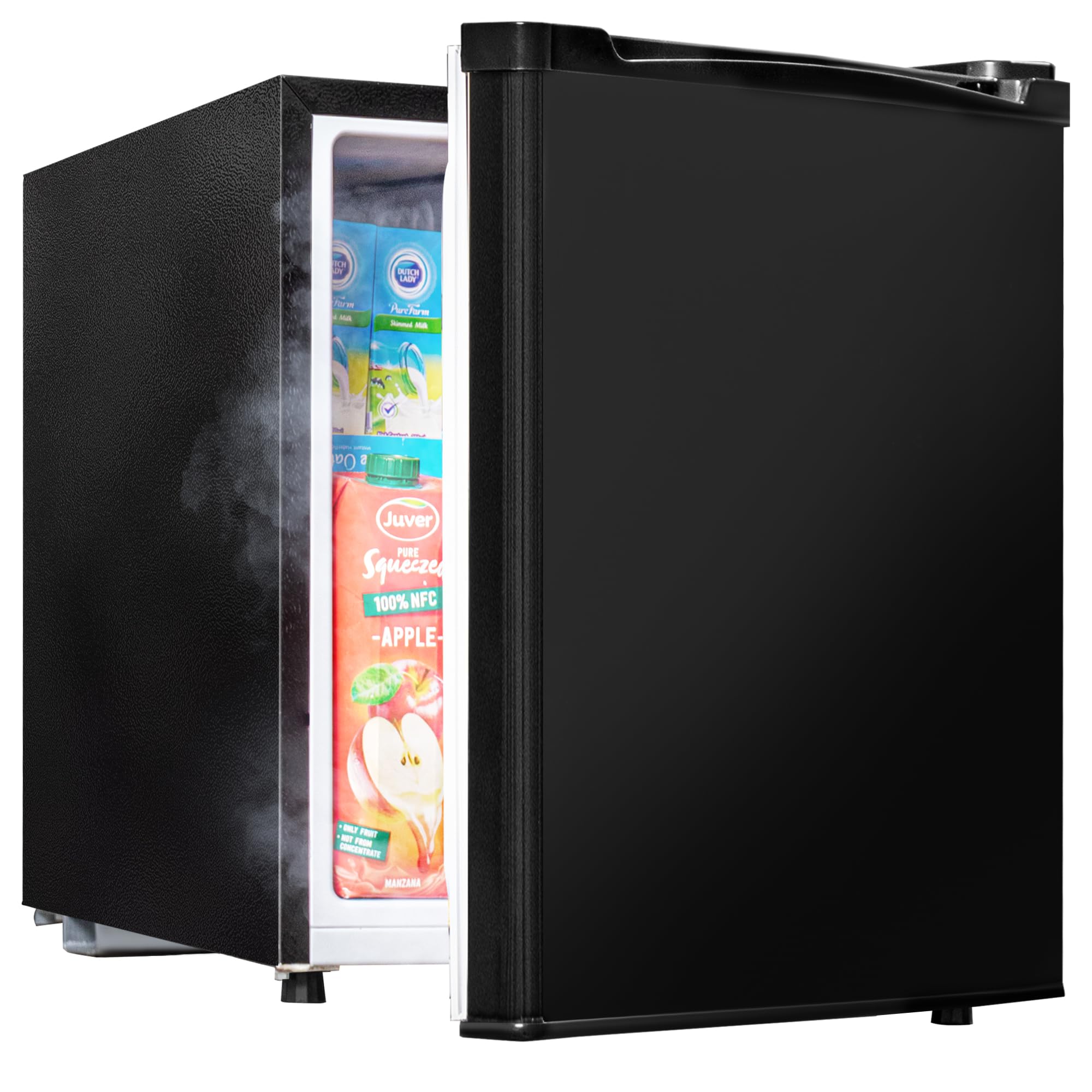 1.7 Cu.Ft Mini Fridge with Freezer - Ultra Quiet Compact Refrigerator with Adjustable Thermostat & Energy Star Rating - Perfect Small Fridge for Bedroom, Office, Dorm, Hotel, RV & Home Bar (Stylish Black) - Keep Drinks Cold & Snacks Fresh Anywhere