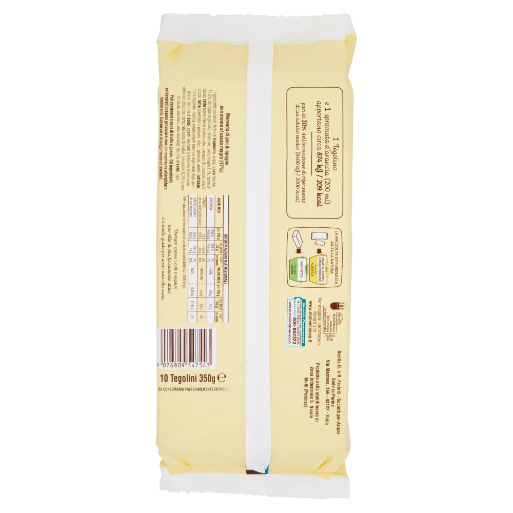 6-Pack Mulino Bianco Tegolini with Lean Cocoa Cream - 10 Delicious Italian Cake Snacks (350g) + Premium Italian Gourmet Polpa (400g) | Perfect for Breakfast, Afternoon Tea & Gift Giving