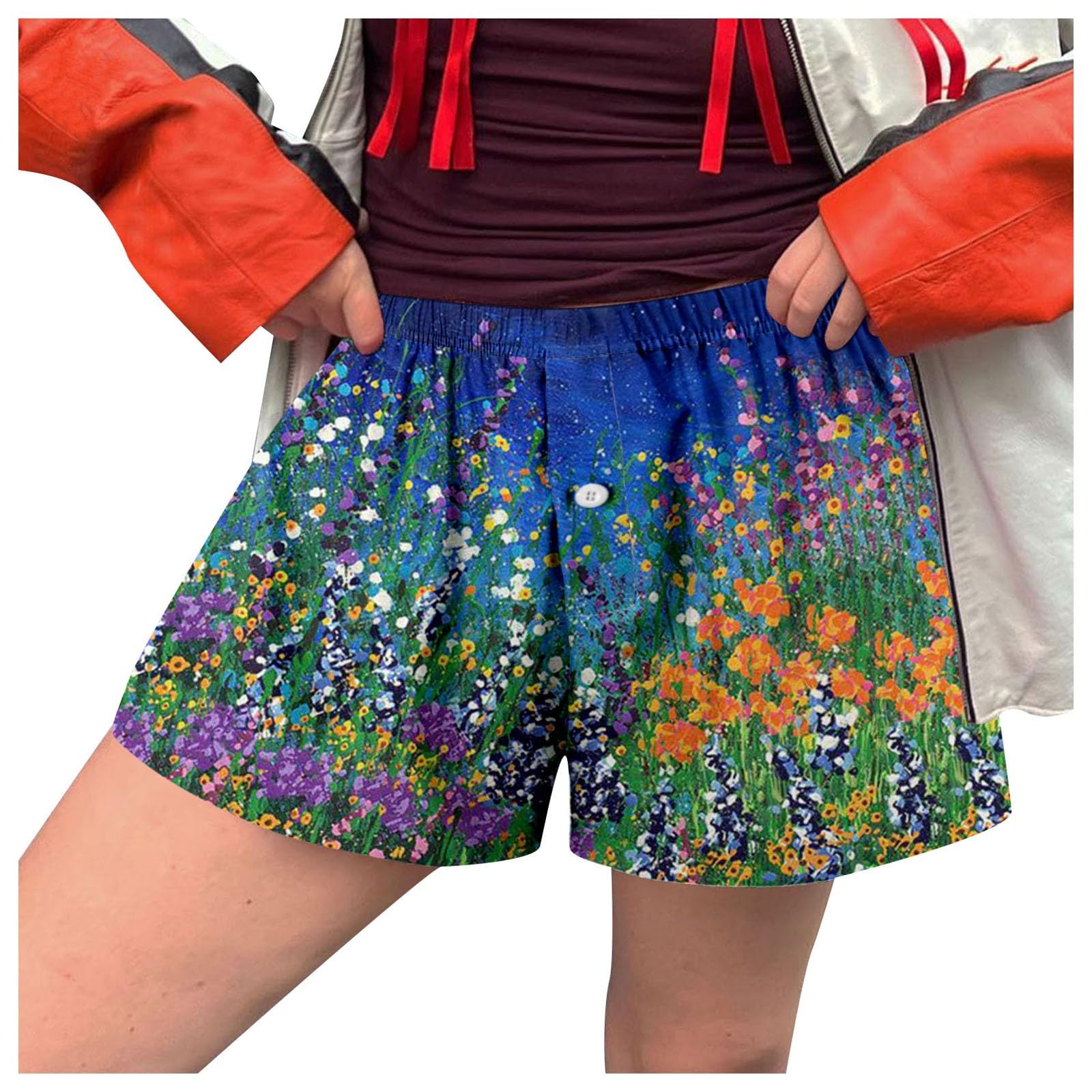 Trendy Floral Printed High Waist Sweat Shorts for Women - Y2K Wide Leg Summer Shorts | Perfect for Cruise Outfits, Beach Vacations & Casual Streetwear