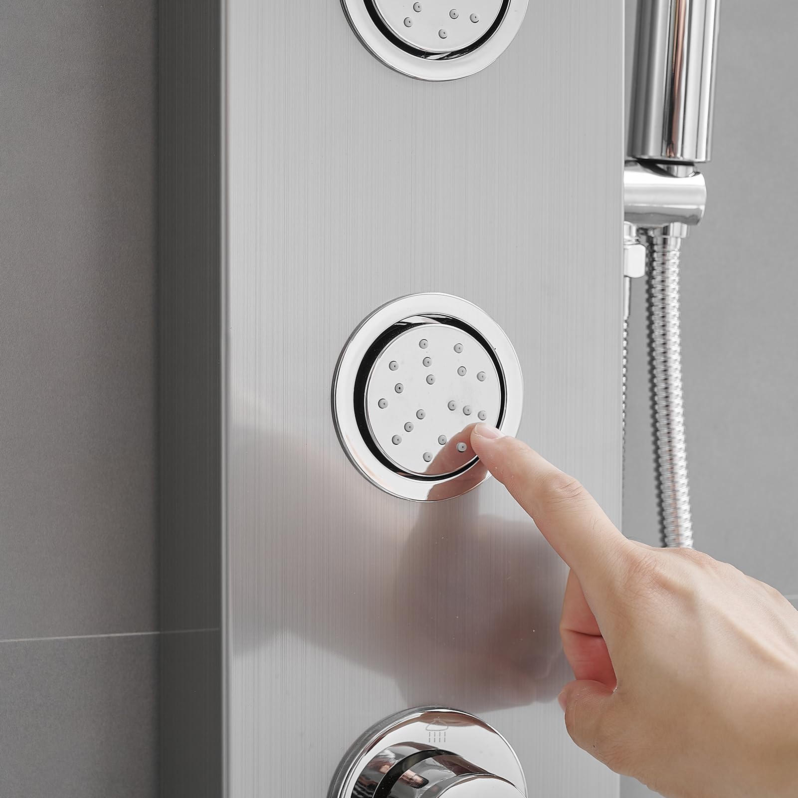 Premium Stainless Steel Shower Panel Tower System with 4 Adjustable Body Jets & 8