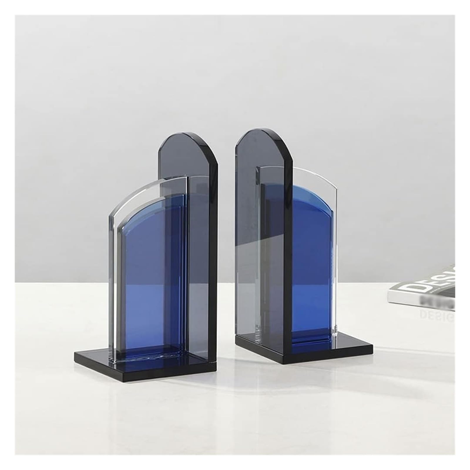 Crystal Bookends for Shelves - Heavy Duty Decorative Book Stoppers & Holders - Perfect for Home Office, Library, and Bookshelf Organization