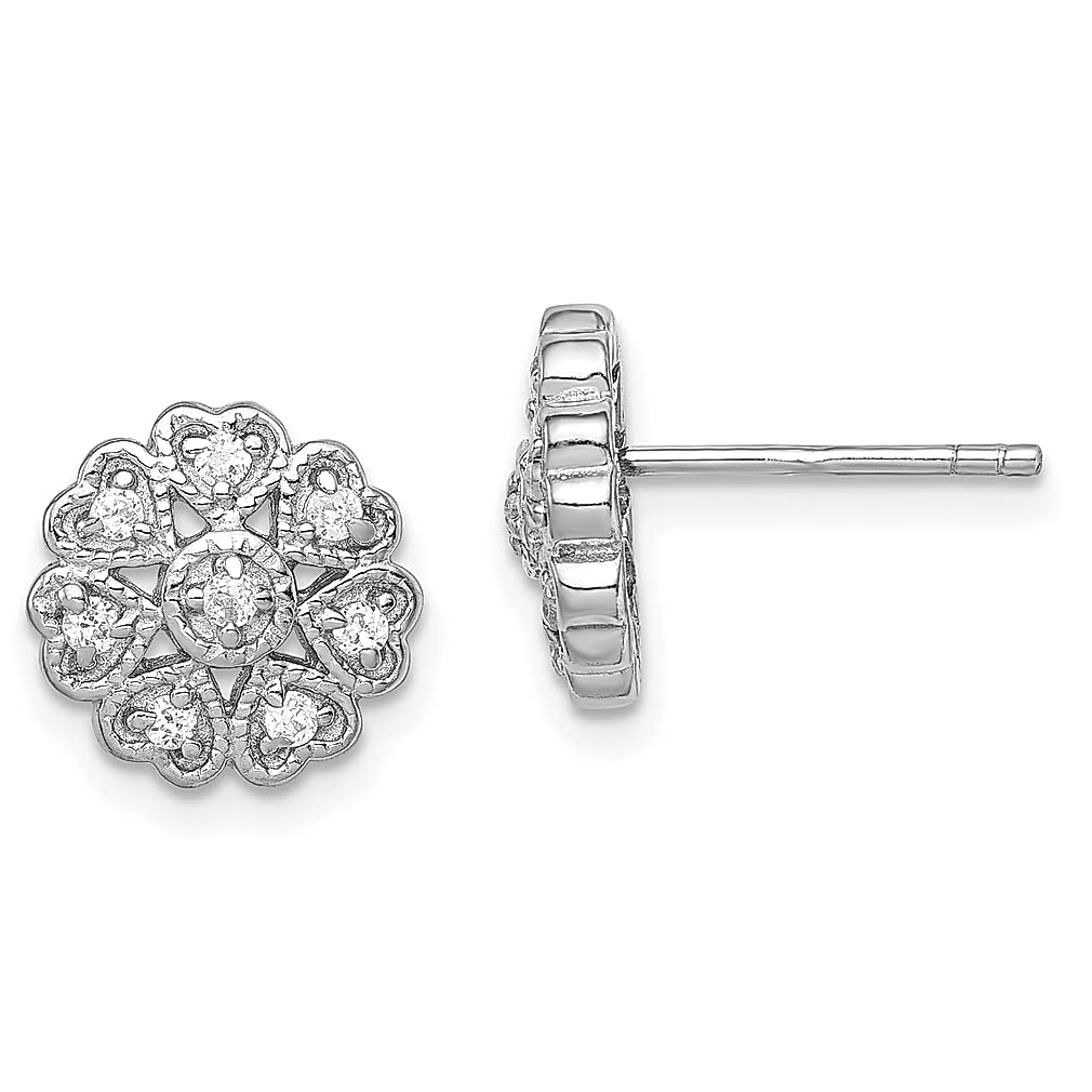 925 Sterling Silver Cubic Zirconia Flower Heart Stud Earrings for Women - Elegant Love Jewelry Gift for Her - Perfect for Valentine's Day, Anniversary & Romantic Occasions