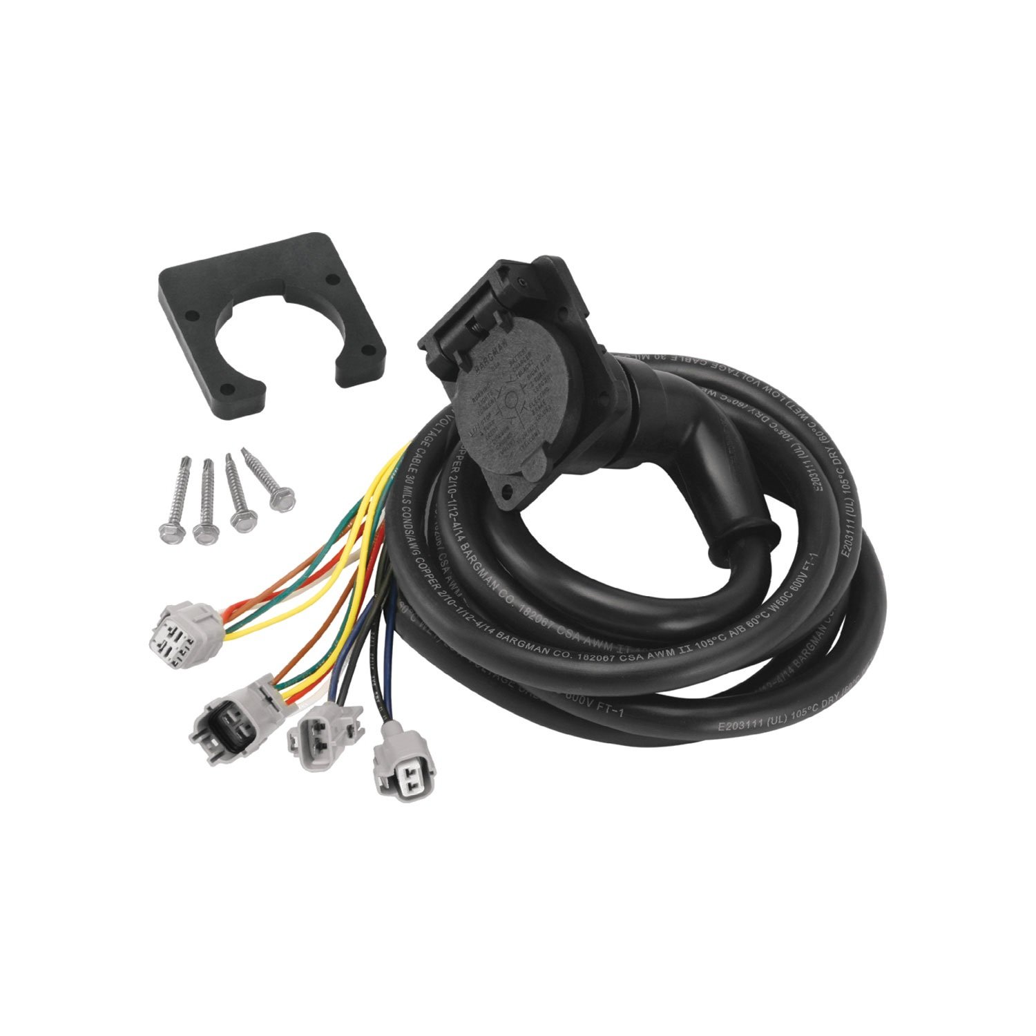 Bargman 7-Way Right Angle Trailer Plug Adapter - Bulk Pack (50-97-412) for RV, Camper & Towing Electrical Connections