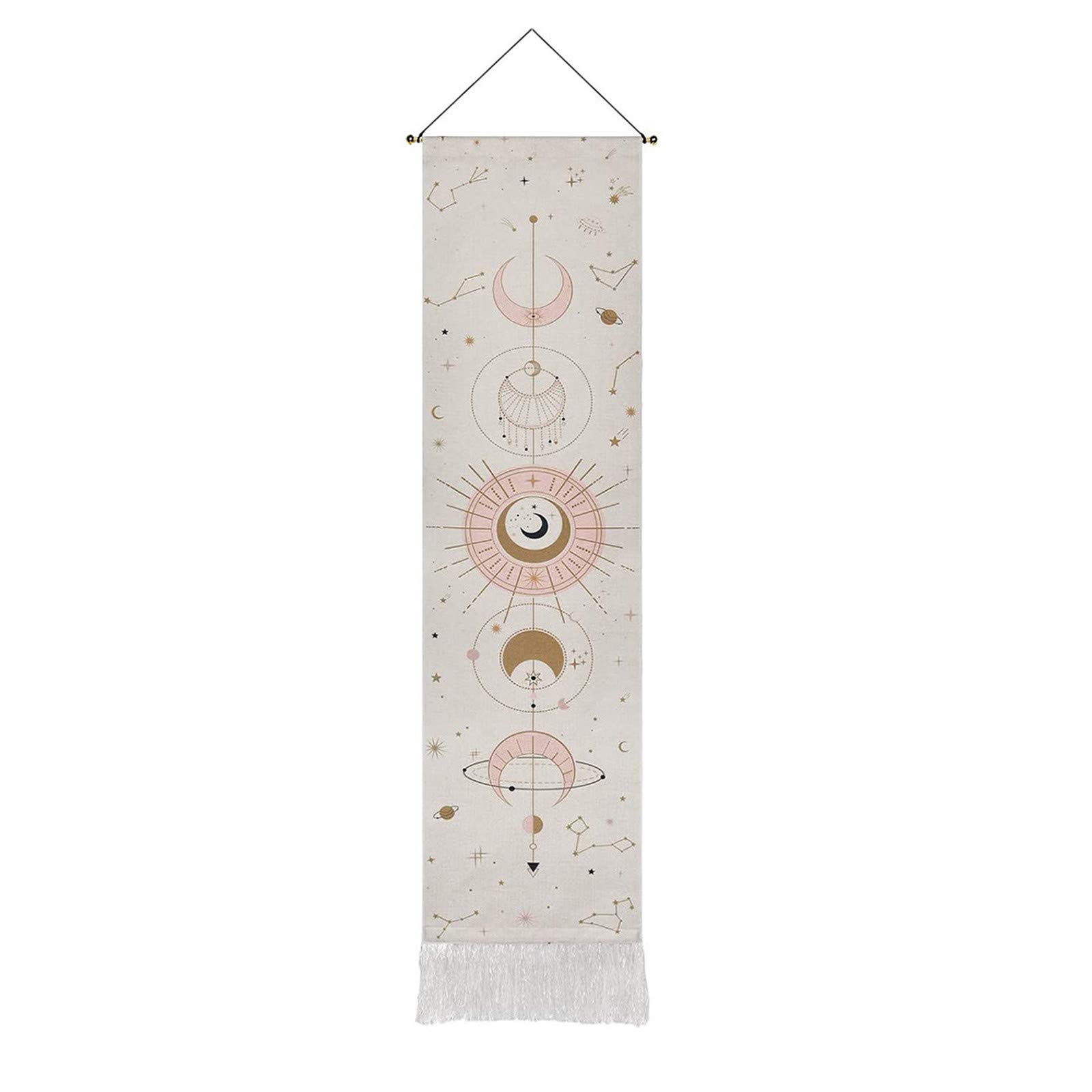 Modern Moon Wall Tapestry - White Fabric Wall Hanging Art Decor for Bedroom, Living Room & Dorm | Boho Home Decoration & Aesthetic Room Decor