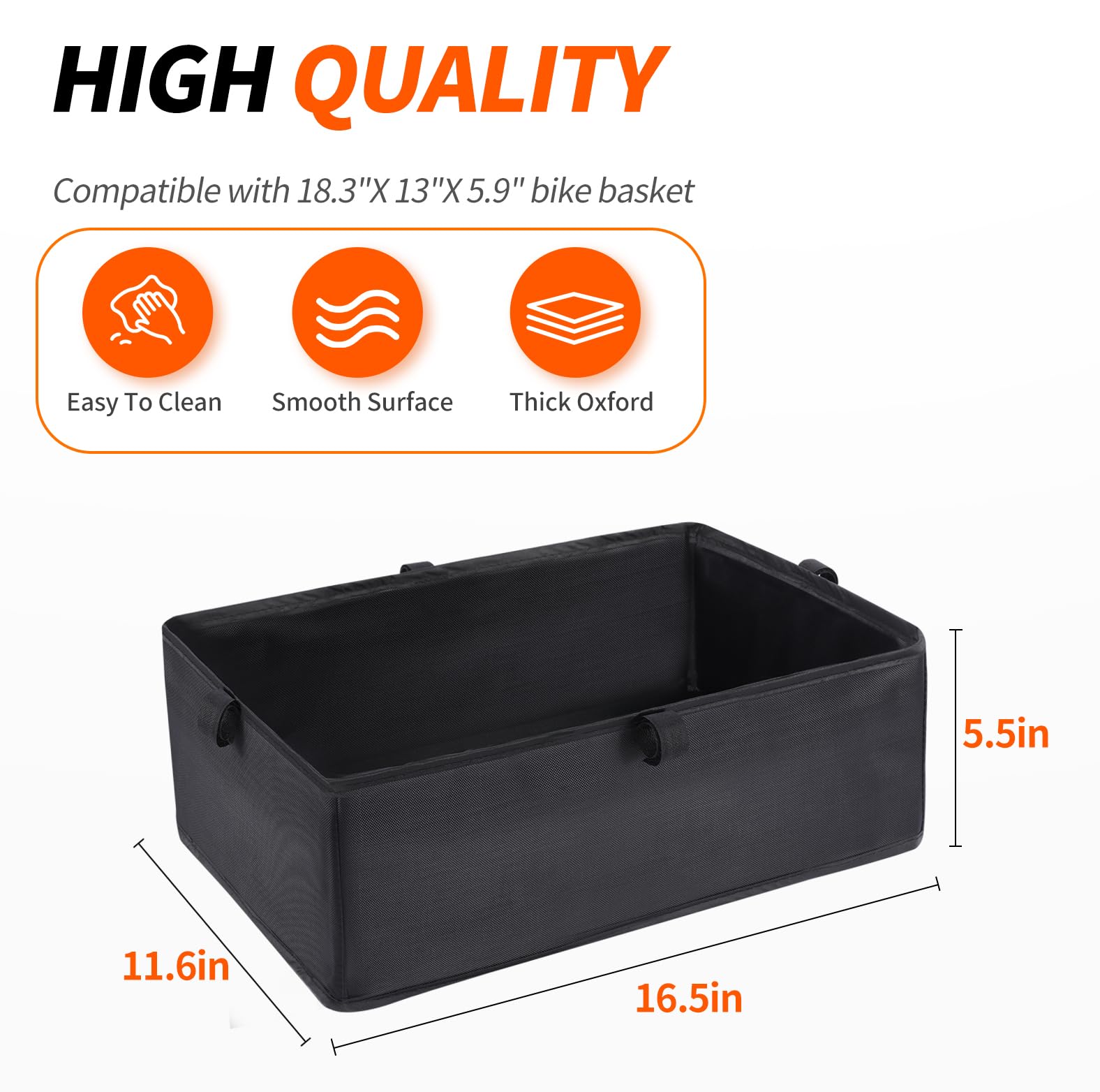 Dirza Waterproof Bike Basket Liner with Cargo Net - Heavy Duty Thickened Rear Bicycle Basket Cover Accessory (Black) - Perfect for Commuting, Grocery Shopping & Outdoor Adventures