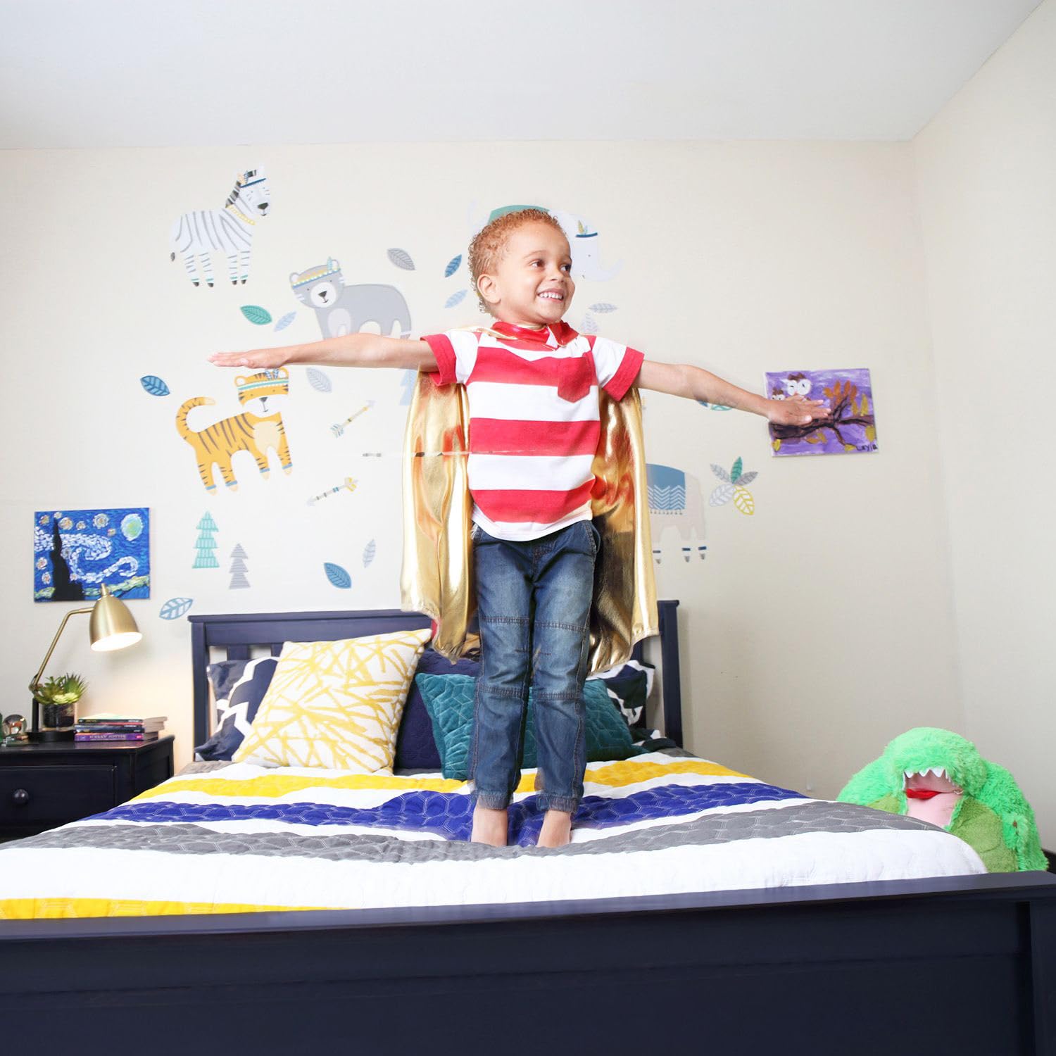 Max & Lily Full Size Wooden Bed Frame with Slatted Headboard - Solid Wood Platform Bed for Kids & Teens - No Box Spring Needed - Easy Assembly - Blue - Perfect for Bedrooms, Dorms & Guest Rooms