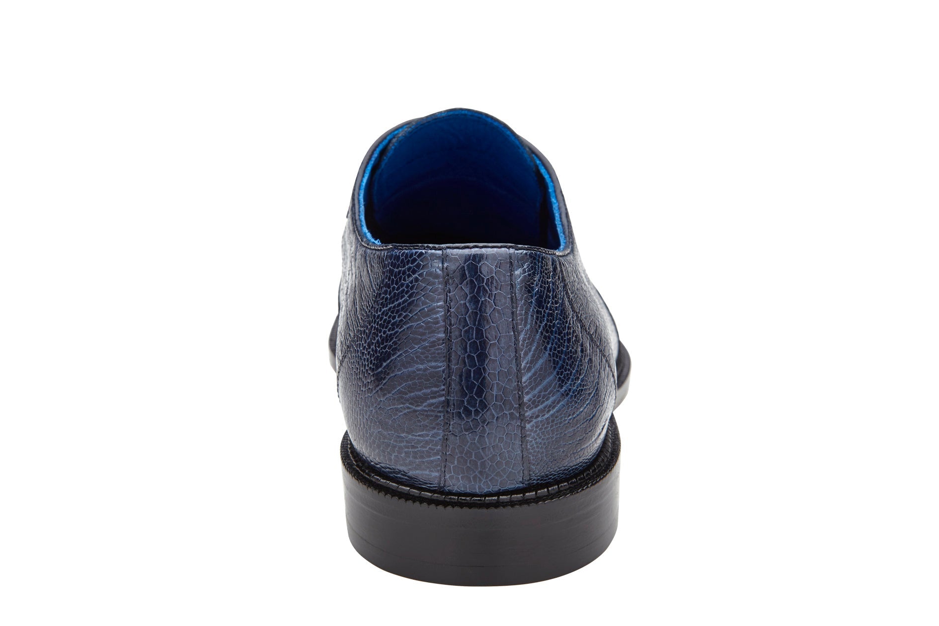 Belvedere Siena Genuine Ostrich Leg Dress Shoes for Men - Navy Blue Luxury Formal Shoes - Perfect for Weddings, Business Meetings & Special Occasions