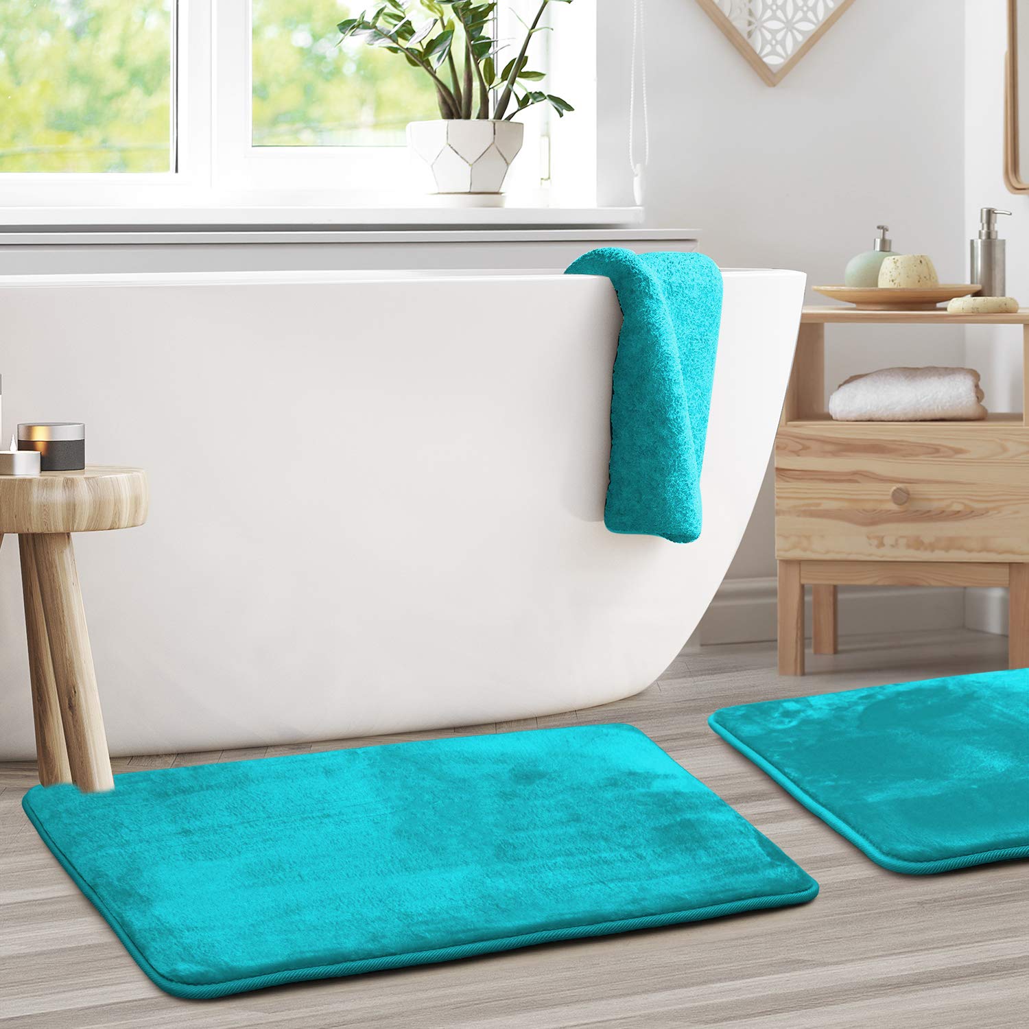 Clara Clark Memory Foam Bath Mat Set of 2 - Ultra Soft Non-Slip Bathroom Rug, Super Absorbent & Fast Drying - Machine Washable 20